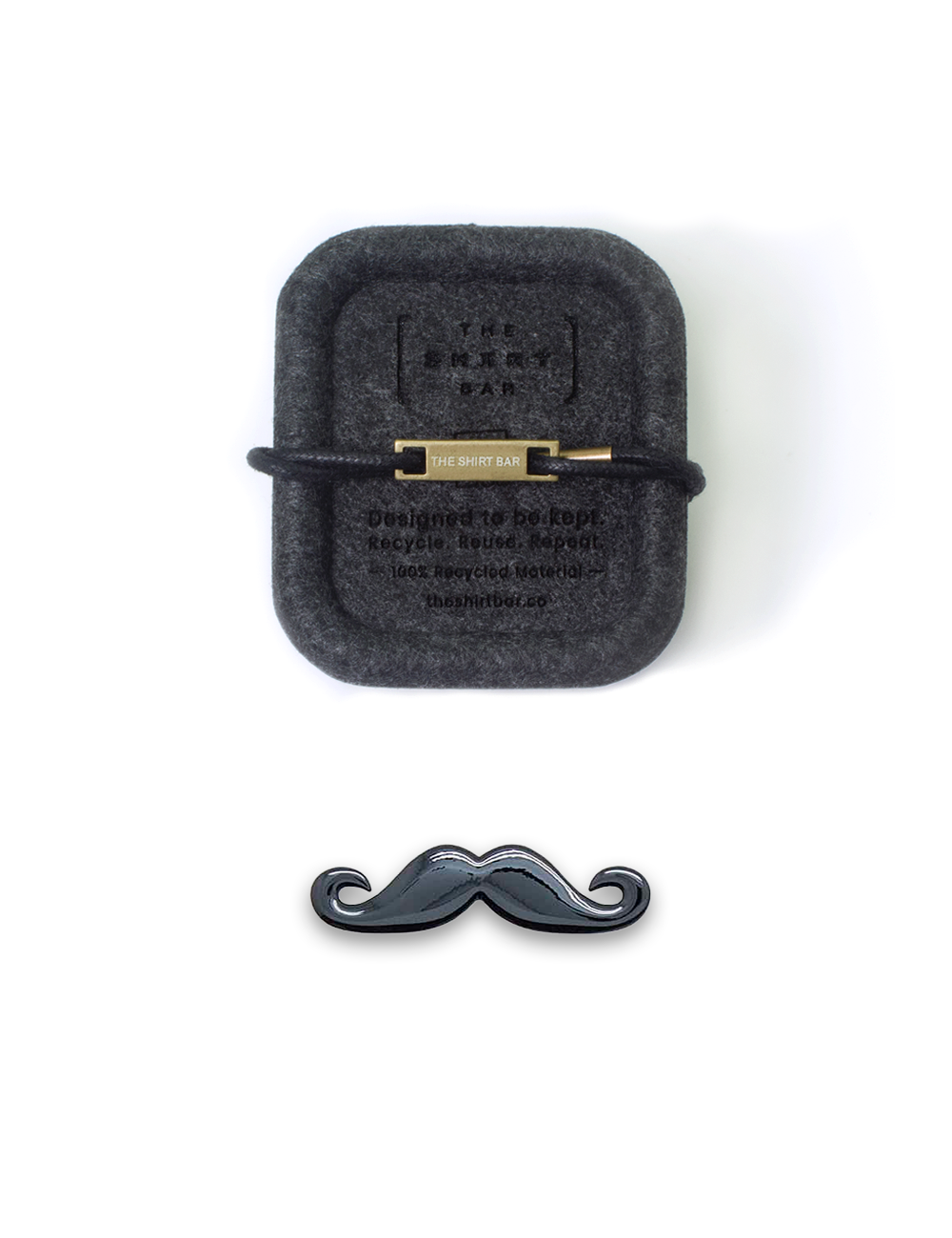 Jet Black Moustache Tie Clip