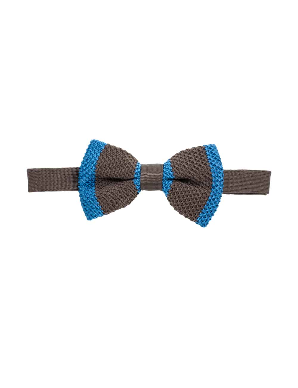 Brown and Blue Stripes Knitted Bowtie