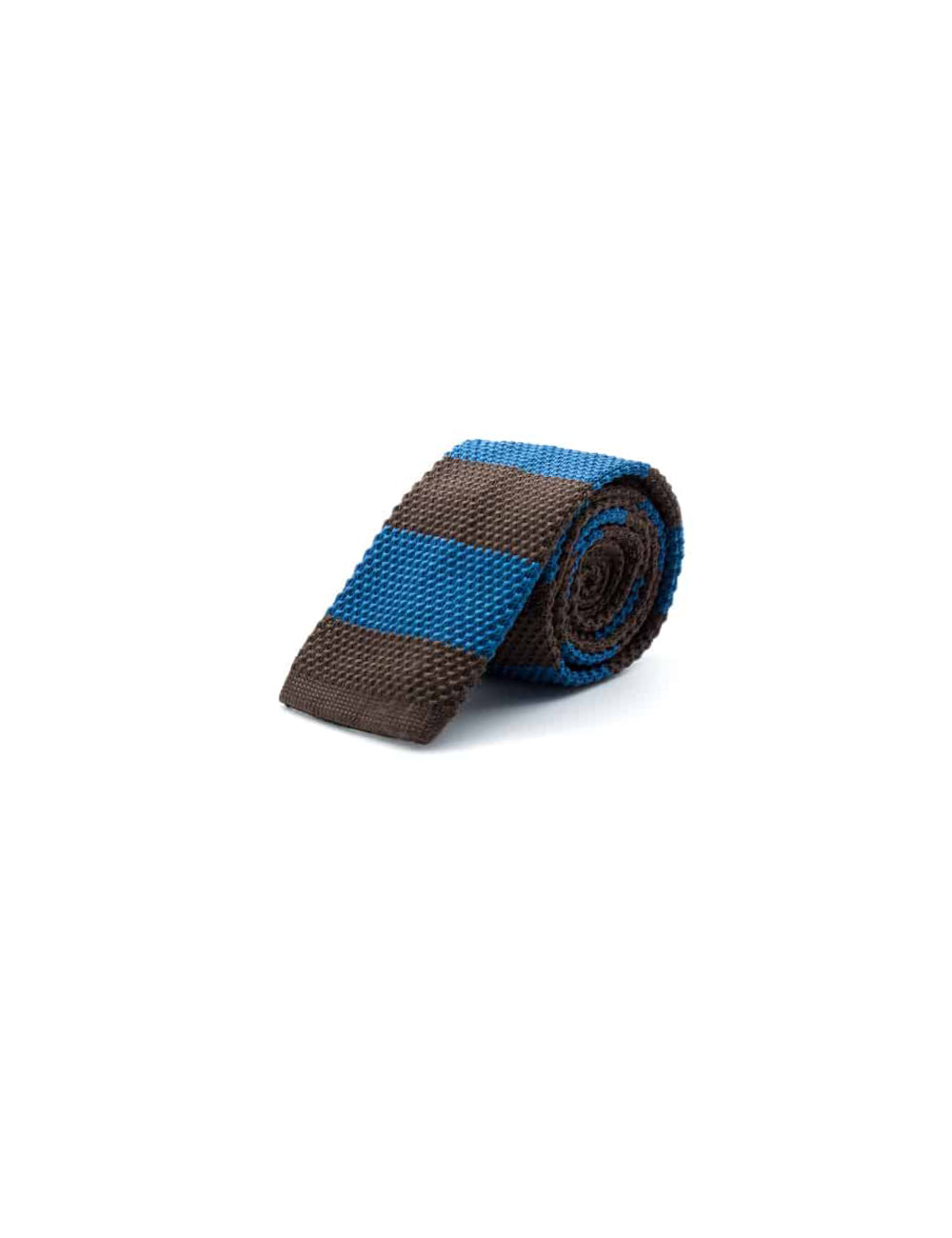 Blue and Brown Stripes Knitted Necktie