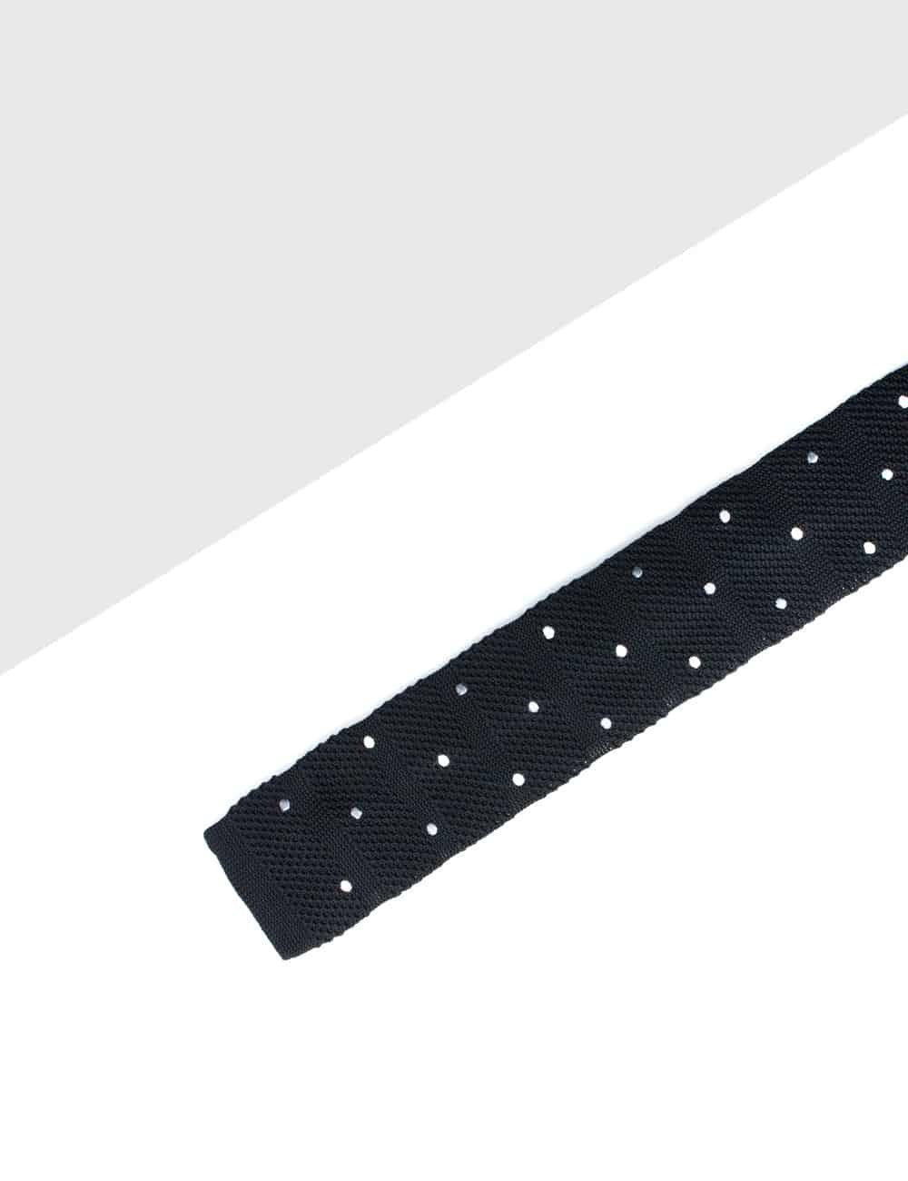 Black with Grey and White Polka Dots Knitted Necktie — The Shirt Bar