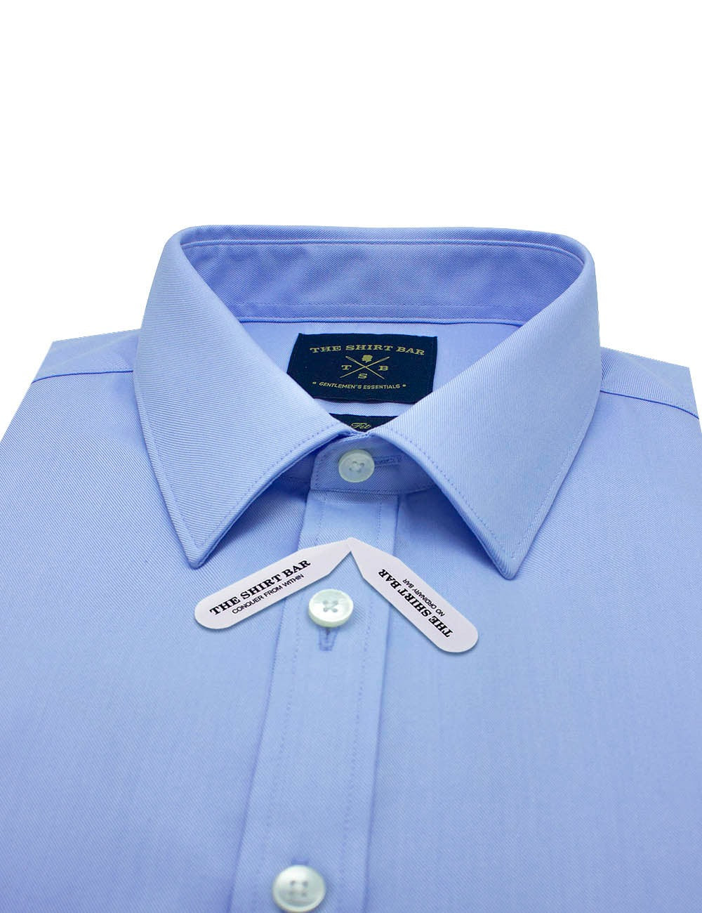 Everyday Shield Spill Resist Collection: Solid Blue Twill 2 Ply Double Cuff Modern Fit Long Sleeve Shirt