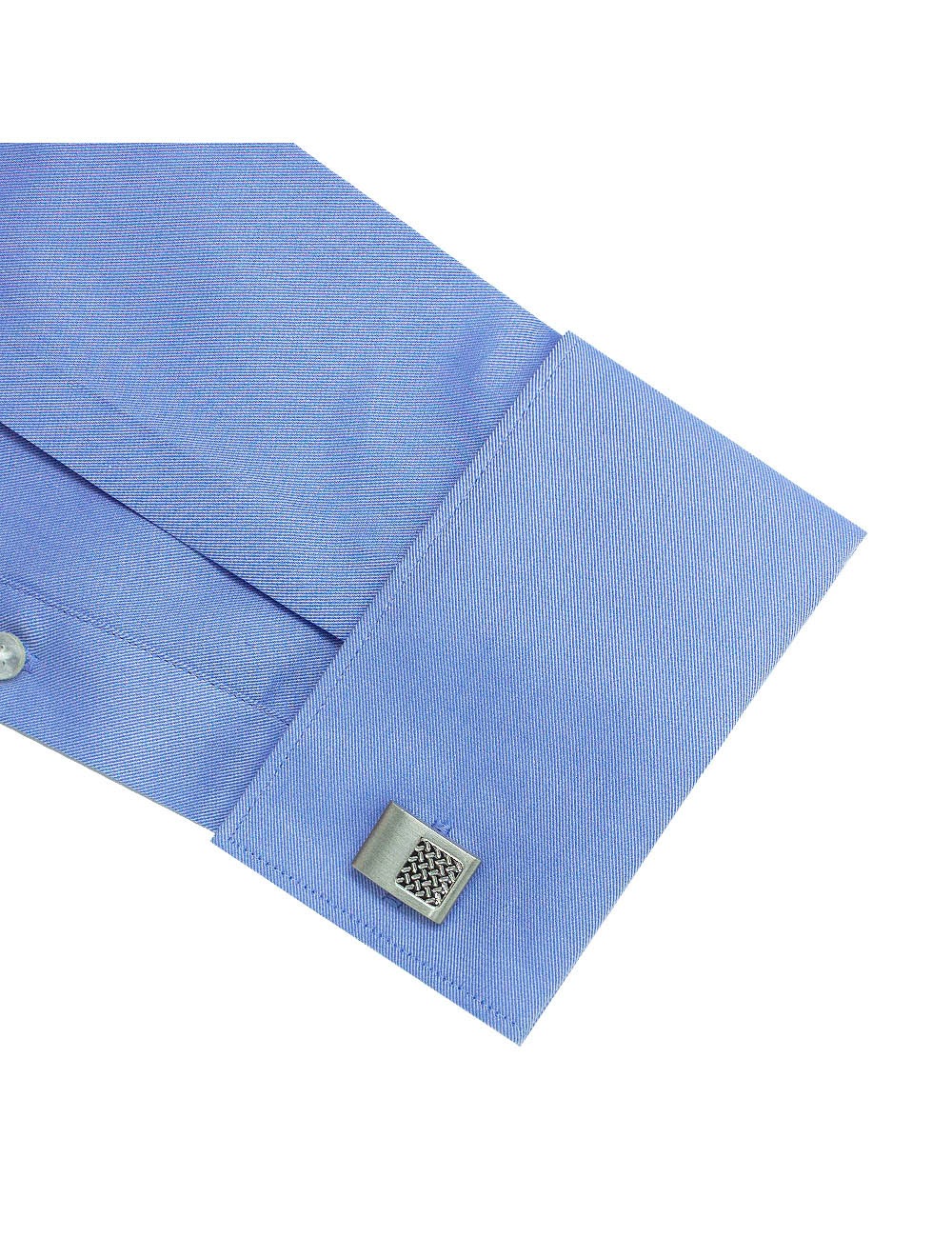 Everyday Shield Spill Resist Collection: Solid Blue Twill 2 Ply Double Cuff Modern Fit Long Sleeve Shirt