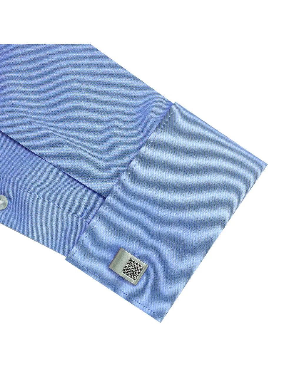Everyday Shield Spill Resist Collection: Solid Blue Twill 2 Ply Double Cuff Modern Fit Long Sleeve Shirt — The Shirt Bar