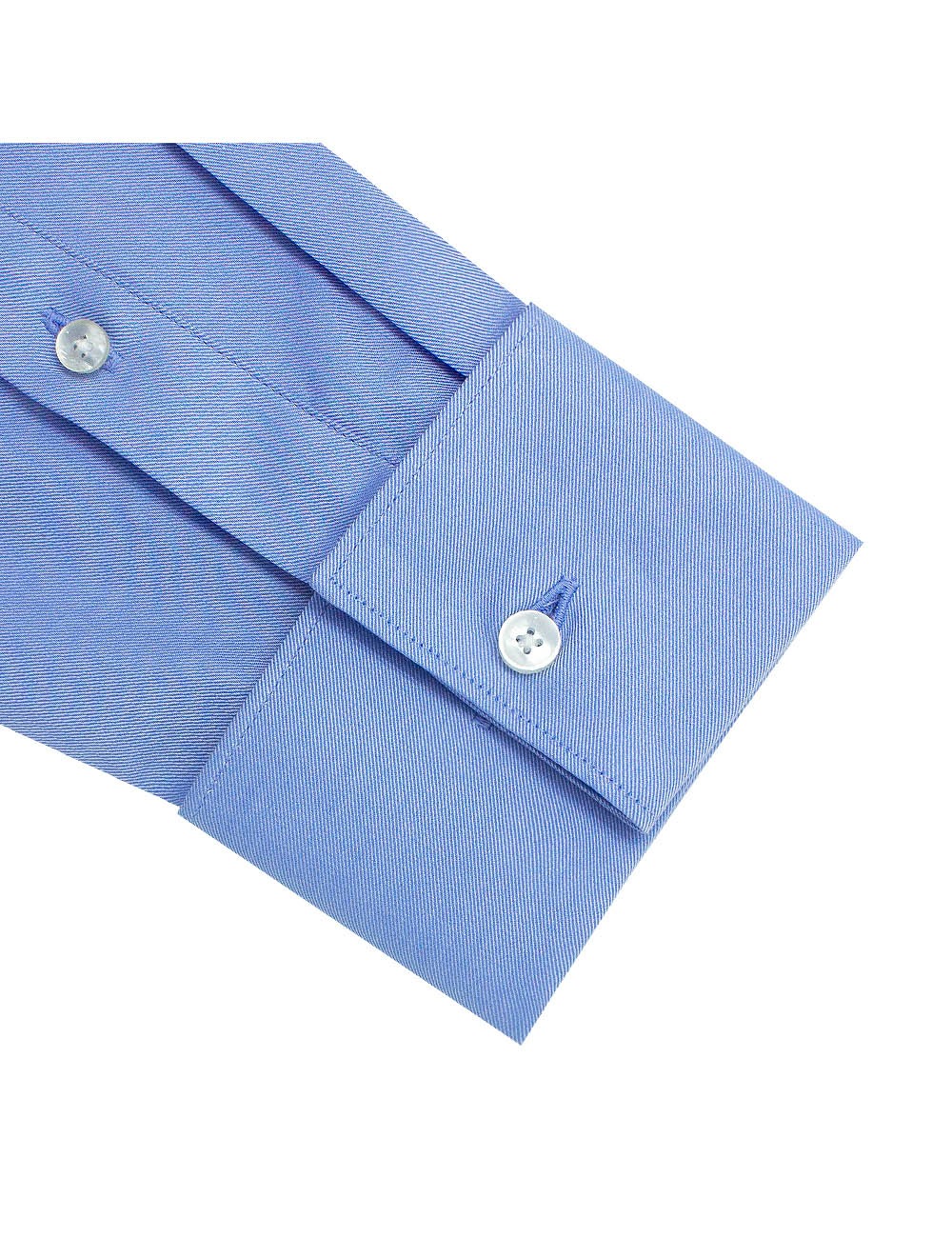 Everyday Shield Spill Resist Collection: Solid Blue Twill 2 Ply Double Cuff Modern Fit Long Sleeve Shirt