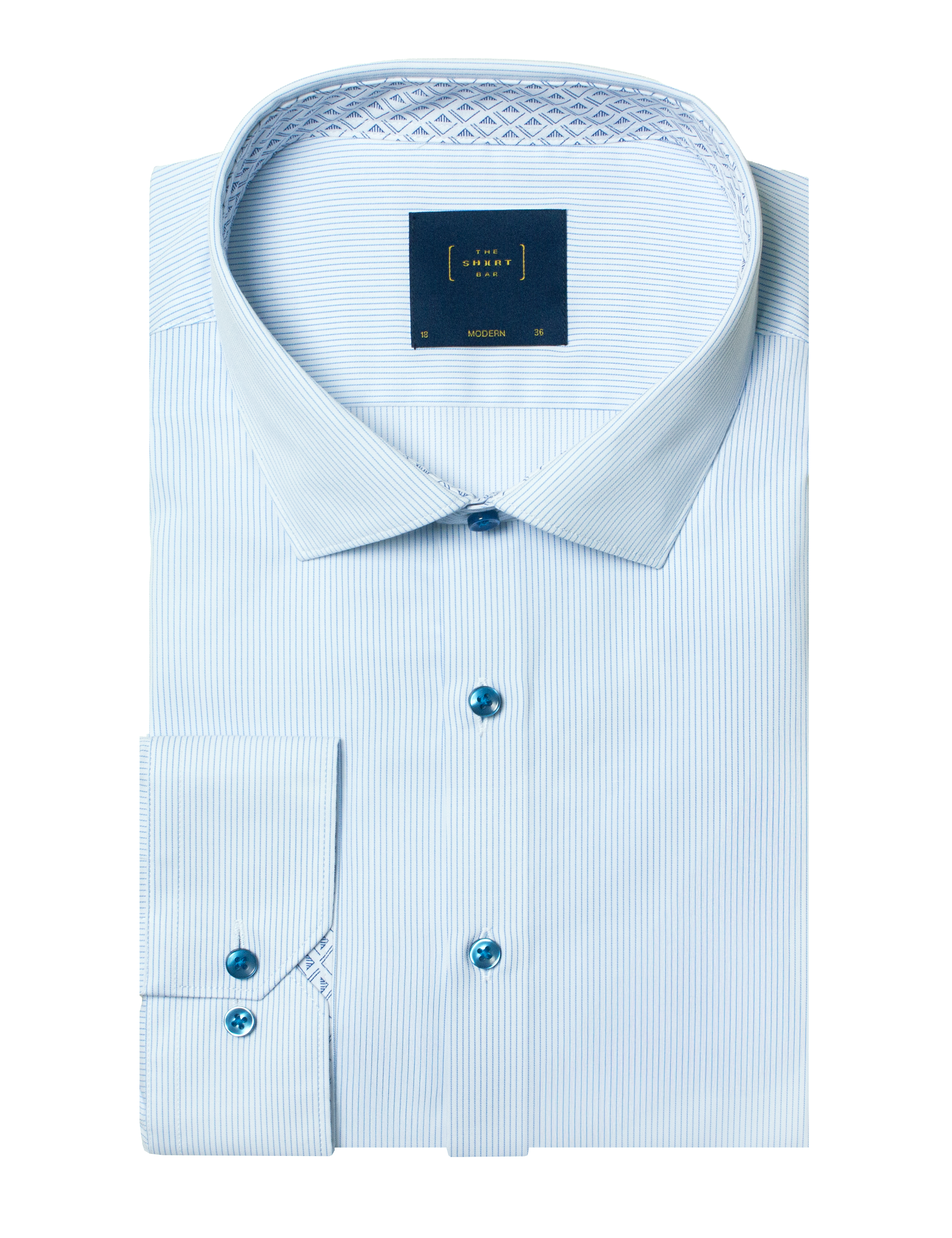 White with Blue Stripes Eco-ol Bamboo Stretch Modern Fit Shirt