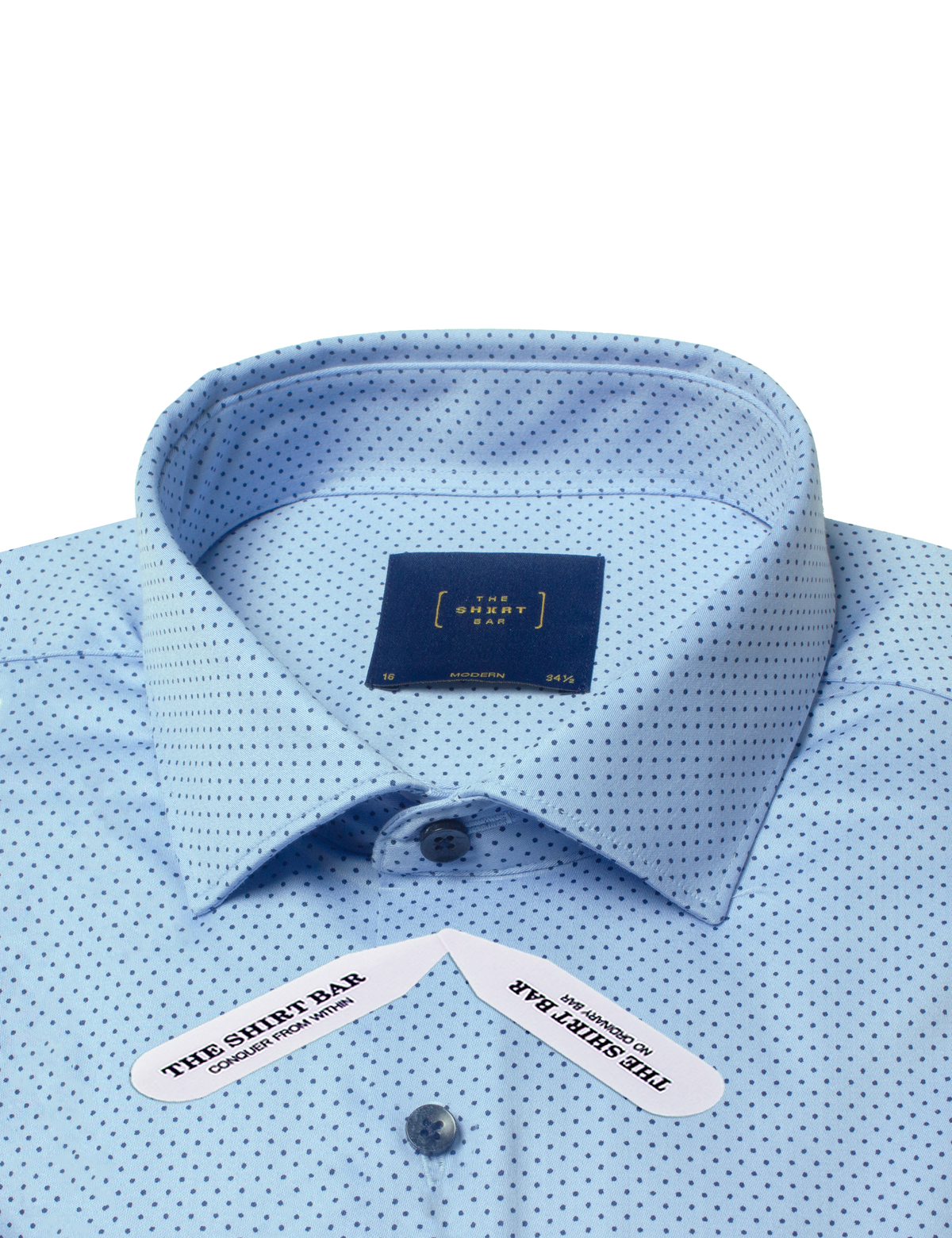 Navy Blue Polka Dots Print Eco-ol Bamboo Modern Fit Shirt — The Shirt Bar