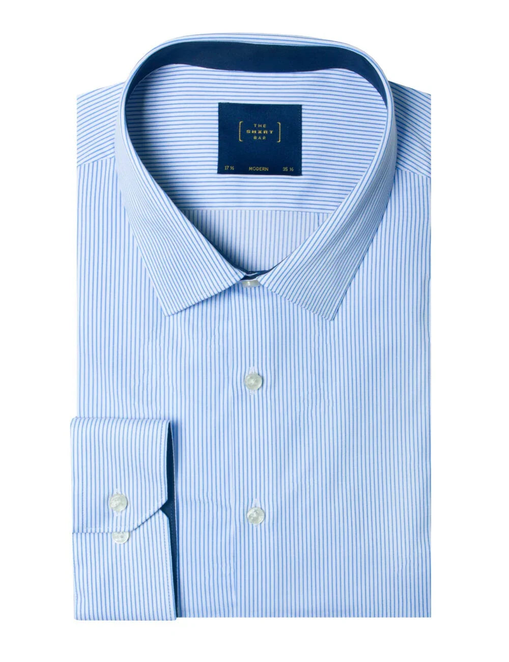 White with Blue Stripes Easy Iron Modern Fit Shirt — The Shirt Bar