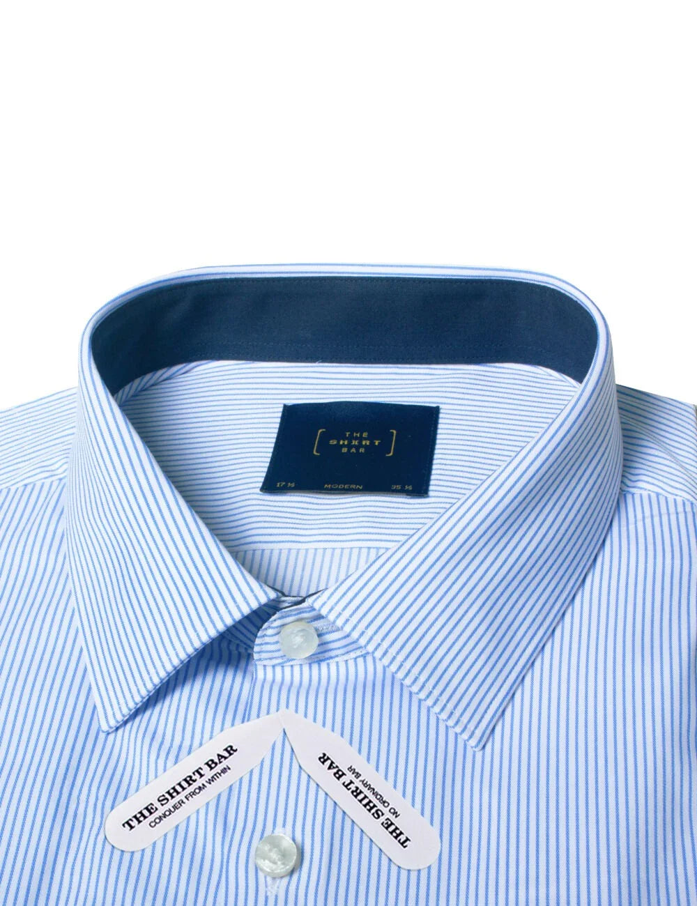 White with Blue Stripes Easy Iron Modern Fit Shirt — The Shirt Bar