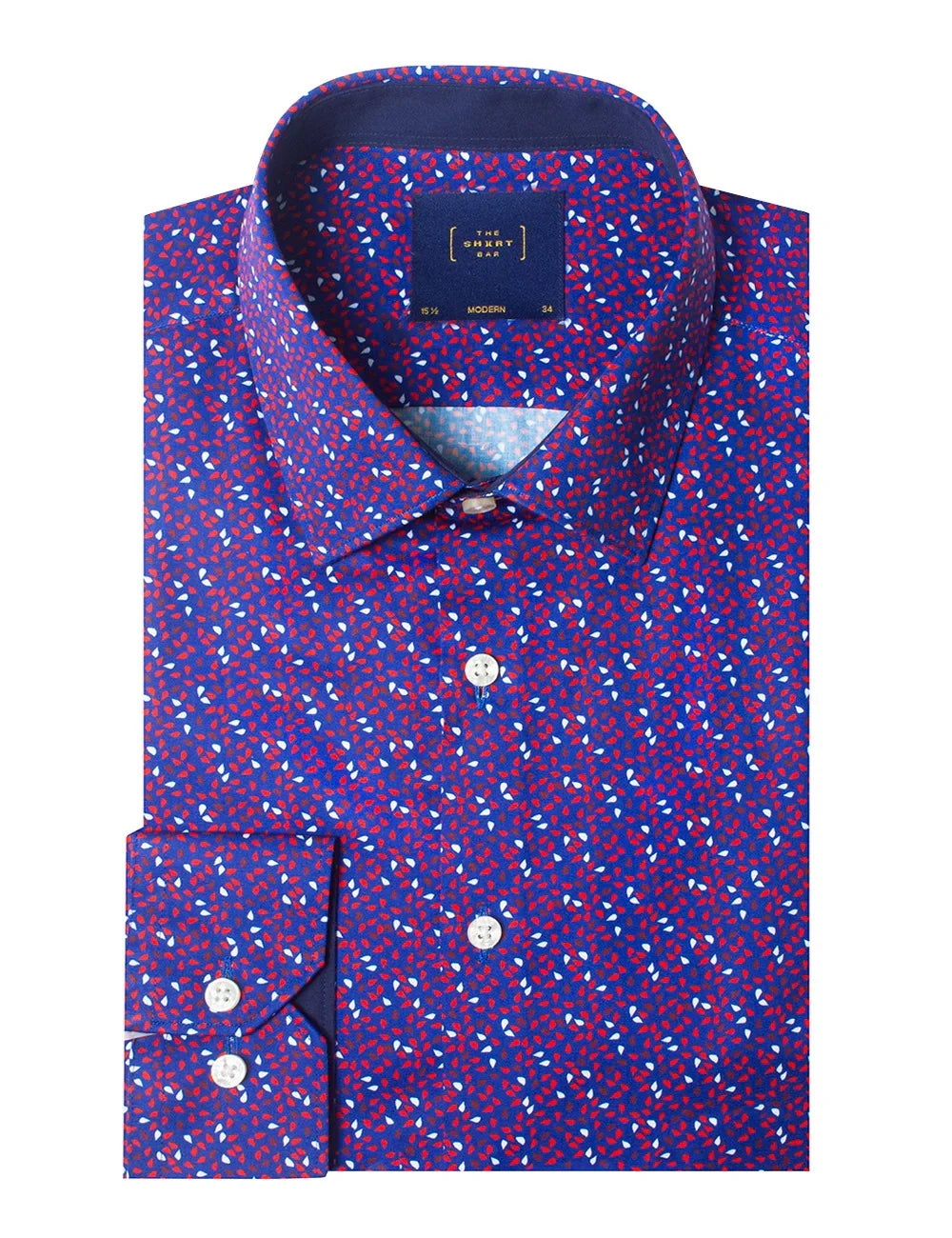Purple With Red & White Prints Silky Finish Modern Fit Shirt — The Shirt Bar