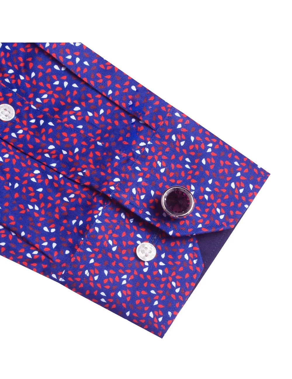 Purple With Red & White Prints Silky Finish Modern Fit Shirt — The Shirt Bar