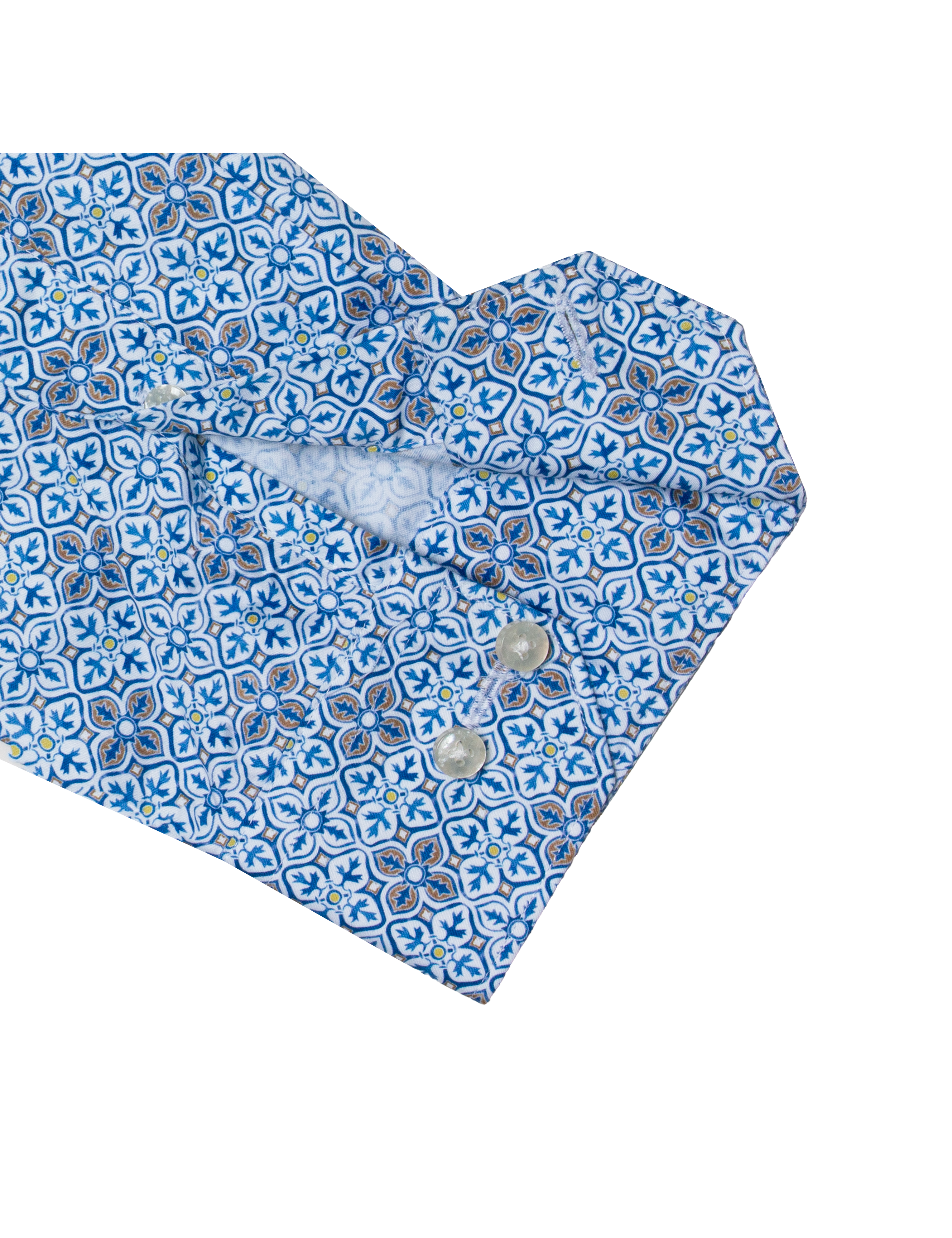 Blue Damask Floral Print Silky Finish Modern Fit Shirt