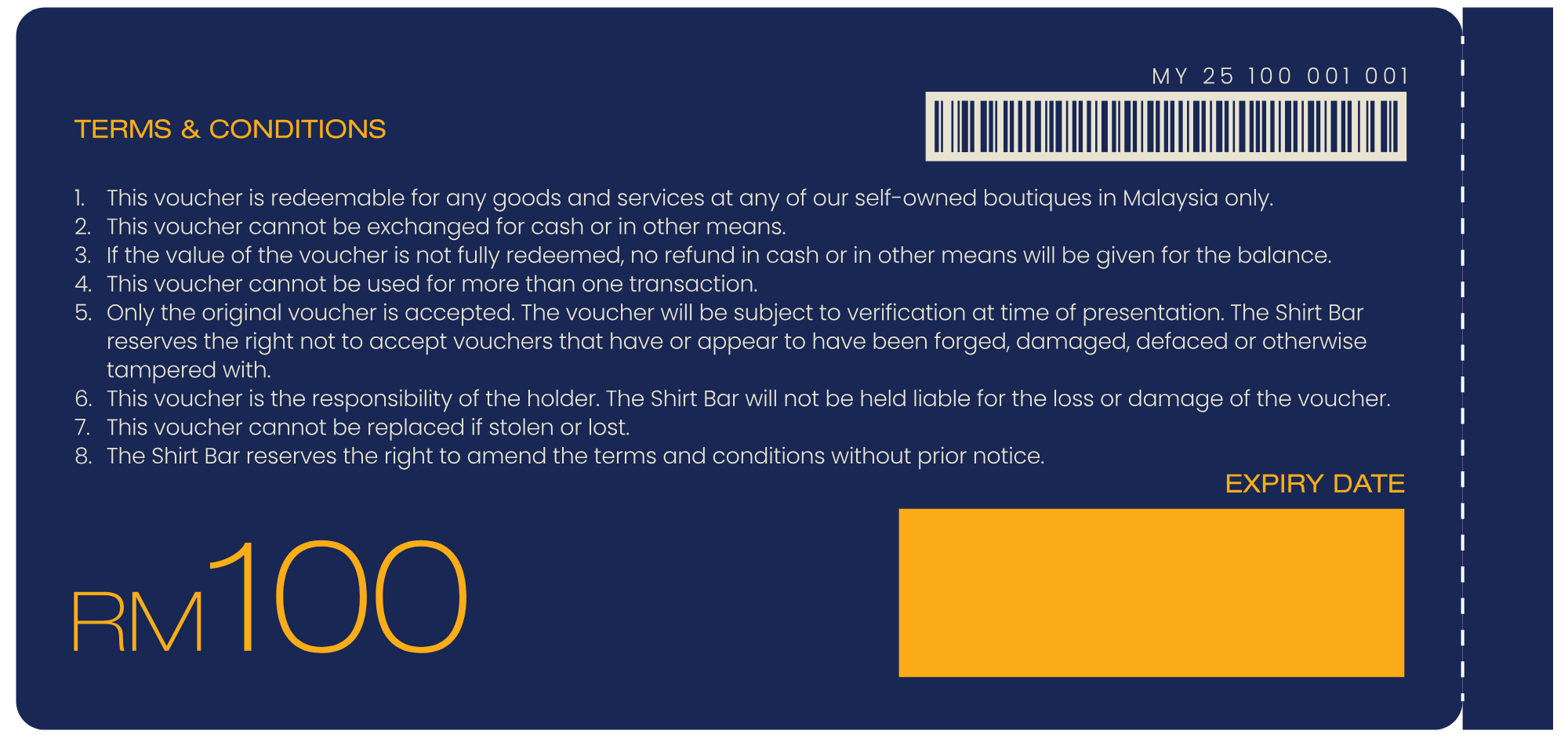 RM100 Physical Gift Voucher (for purchase in-store)