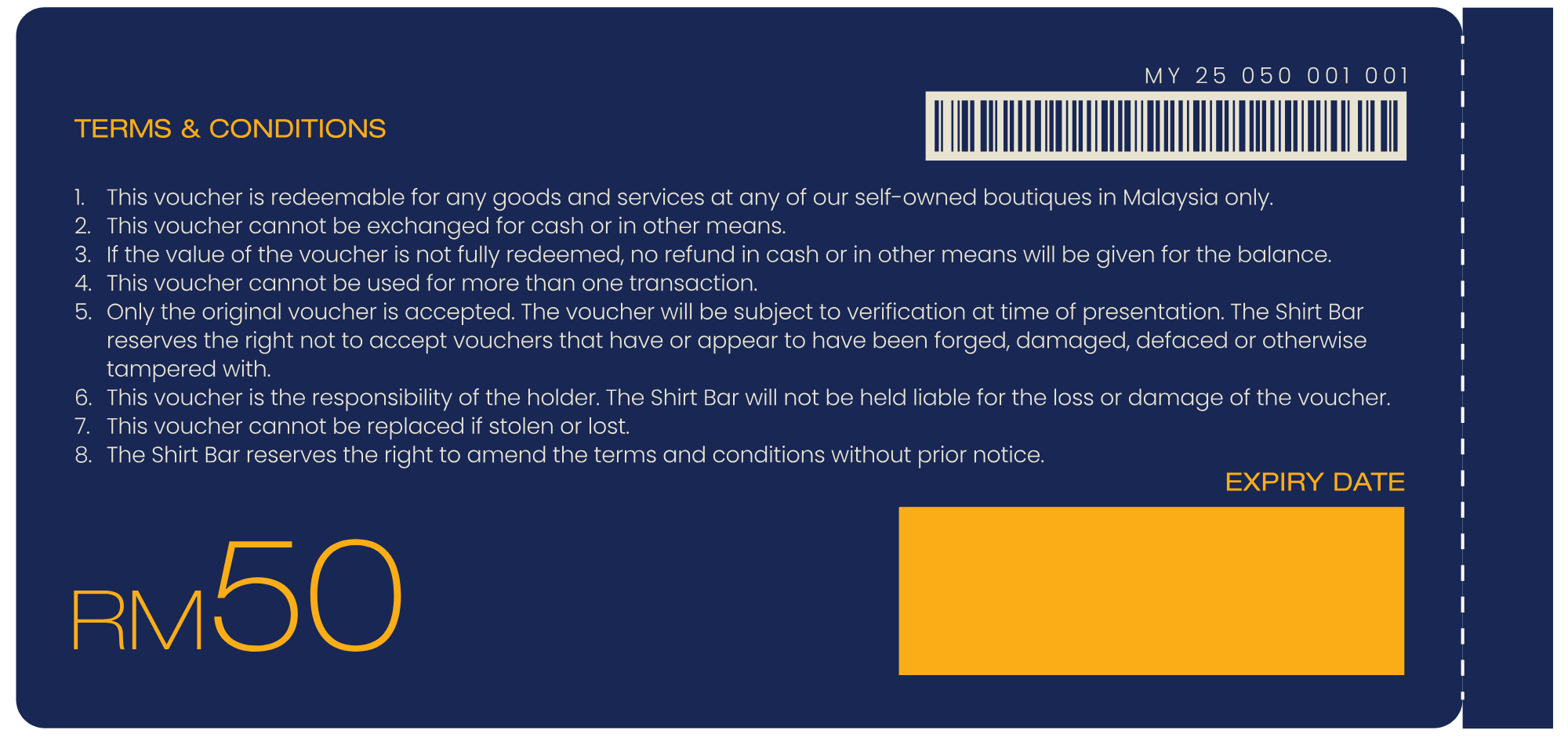 RM50 Physical Gift Voucher (for purchase in-store)