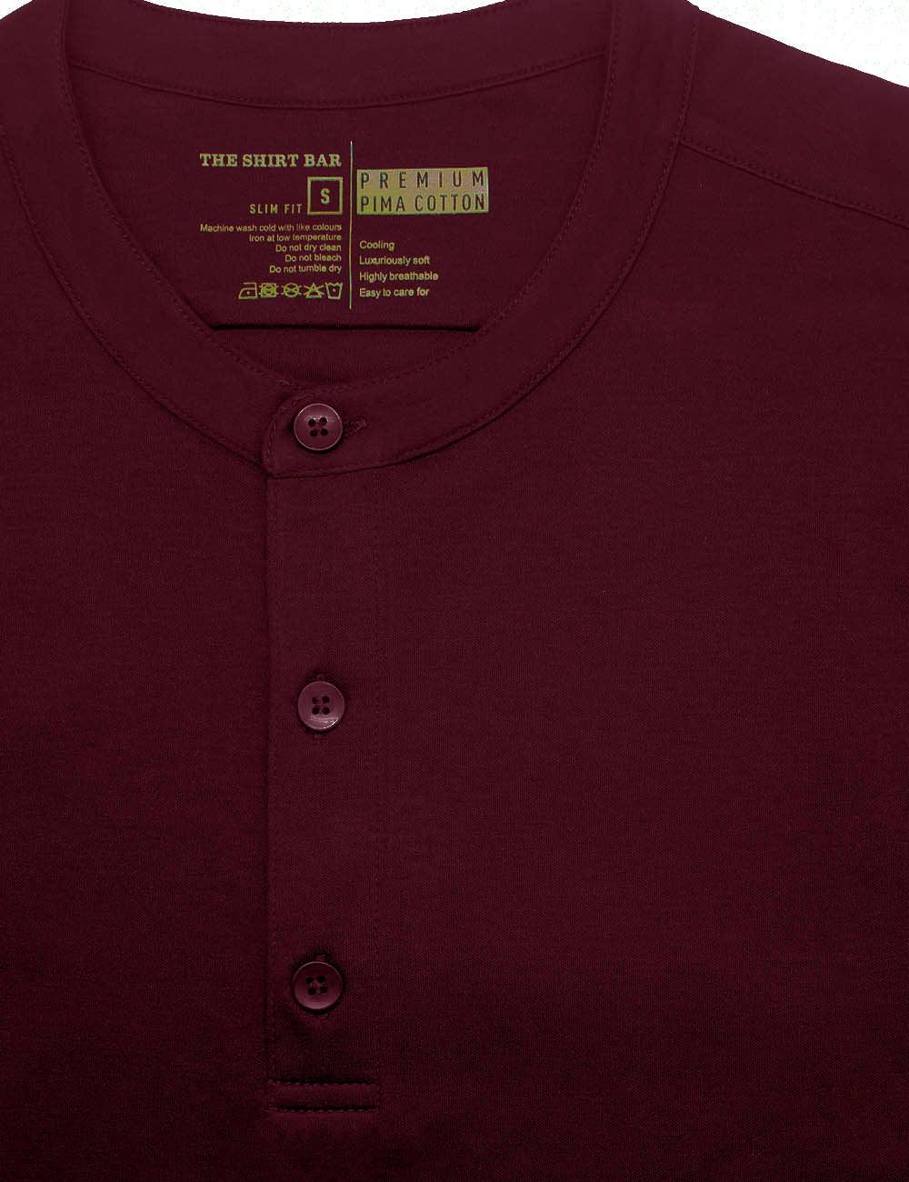 Pima Cotton Henley Long Sleeve Button Cuff T-shirt — The Shirt Bar