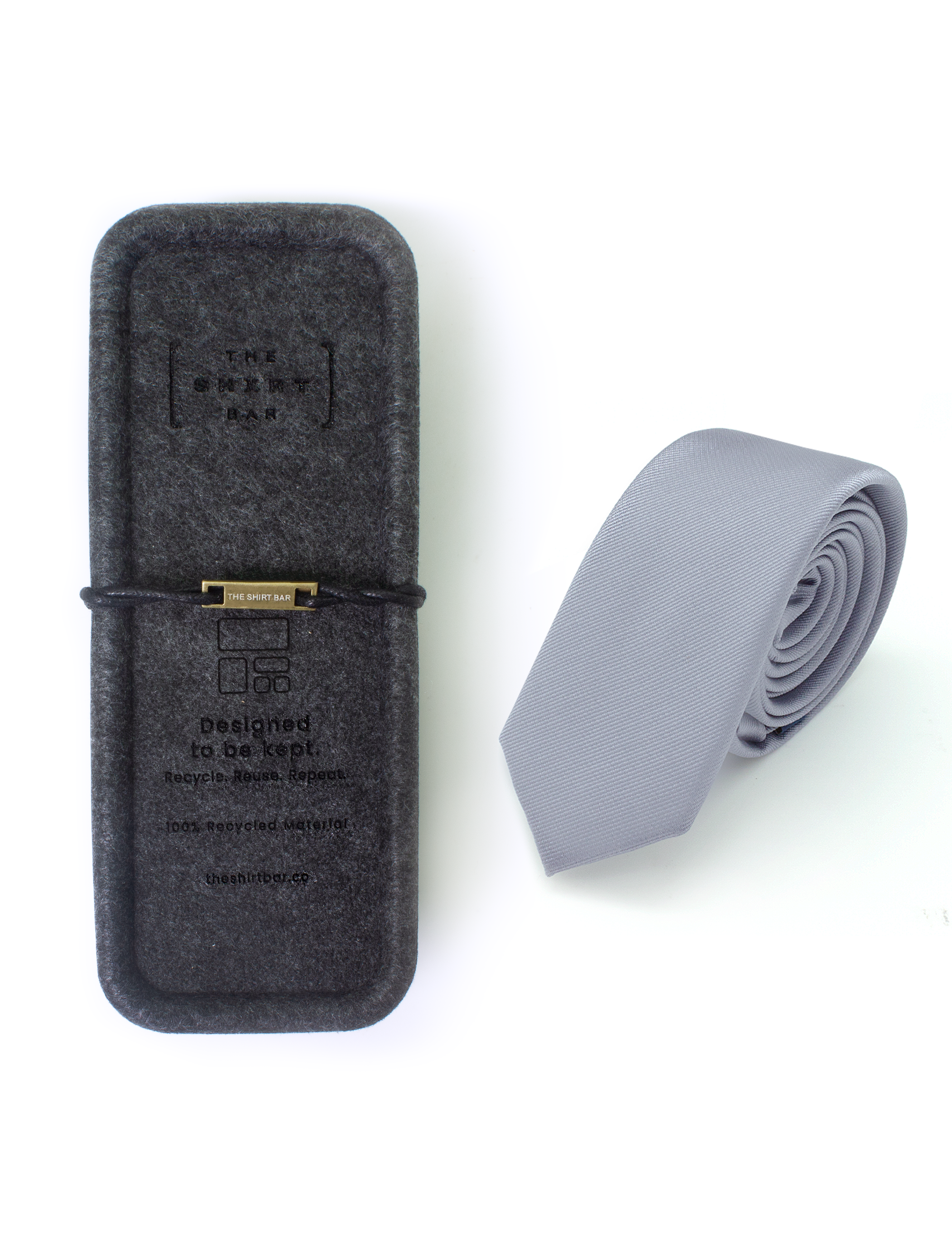 Solid Mid Grey Spill Resist Woven Necktie