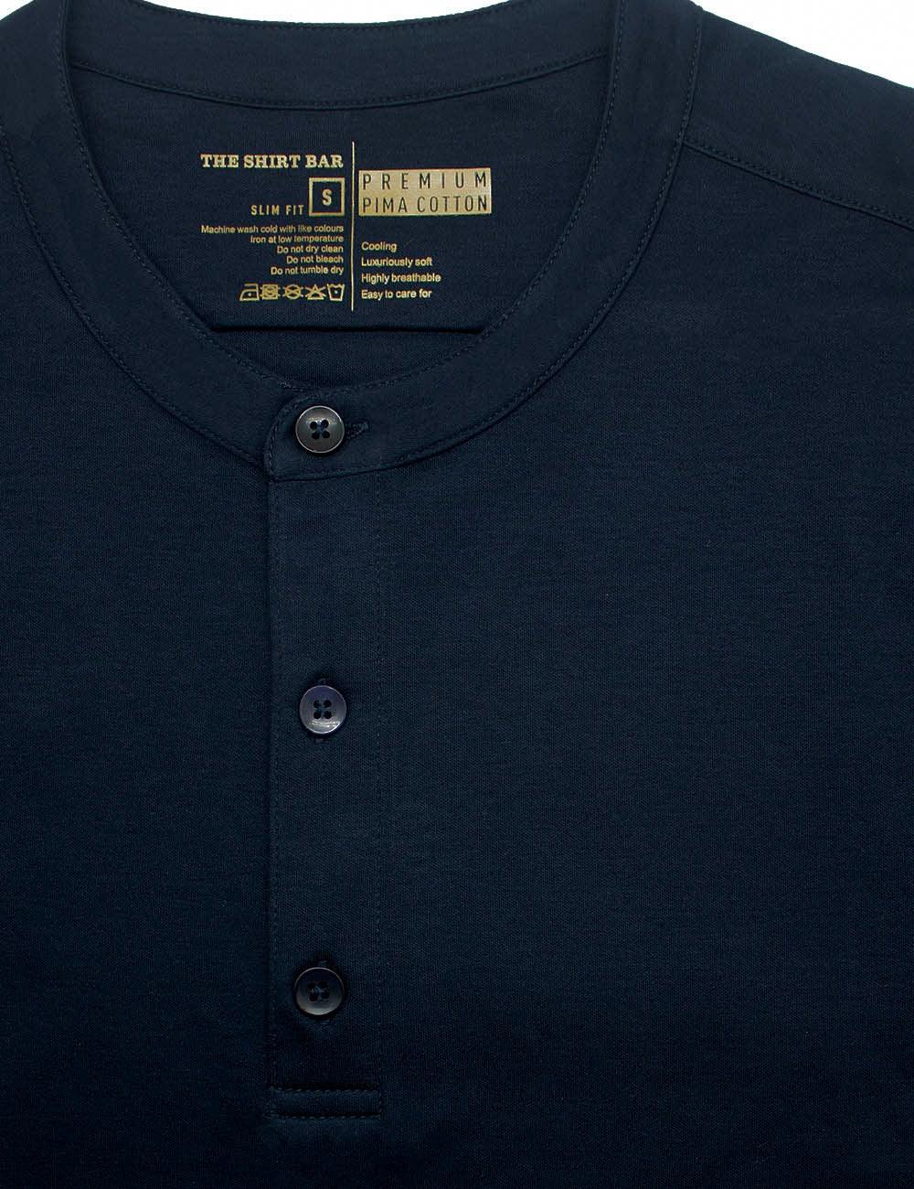 Pima Cotton Henley Long Sleeve Button Cuff T-shirt — The Shirt Bar