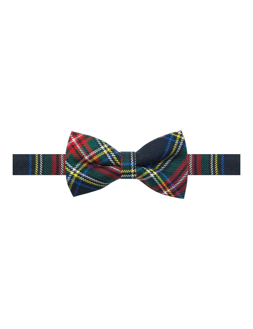 Navy Tartan Checks Woven Bowtie