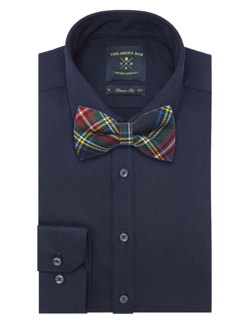 Navy Tartan Checks Woven Bowtie