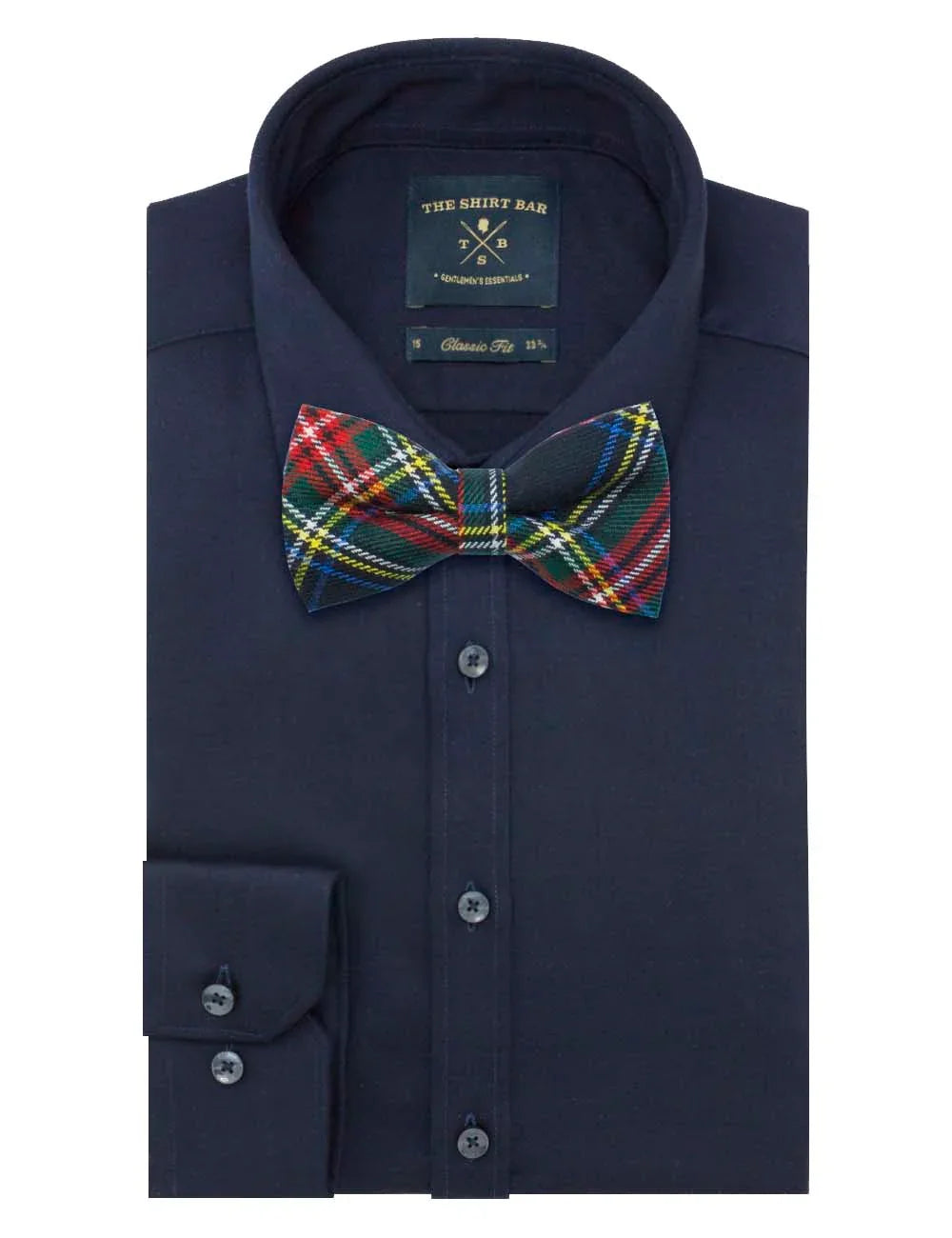 Navy Tartan Checks Woven Bowtie — The Shirt Bar