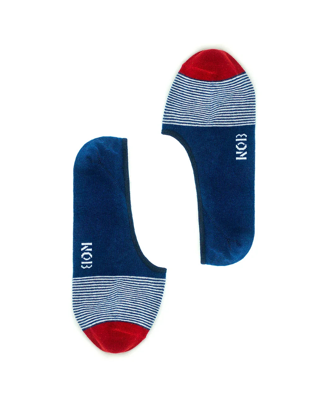 Navy with White Stripes No Show Antimicrobial Socks