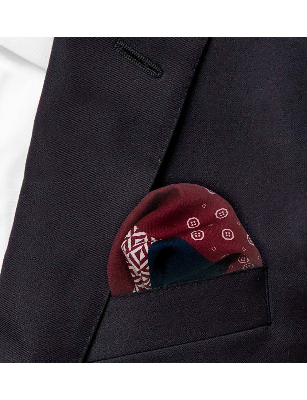 Red and Navy Print Multi-Design Woven Pocket Square