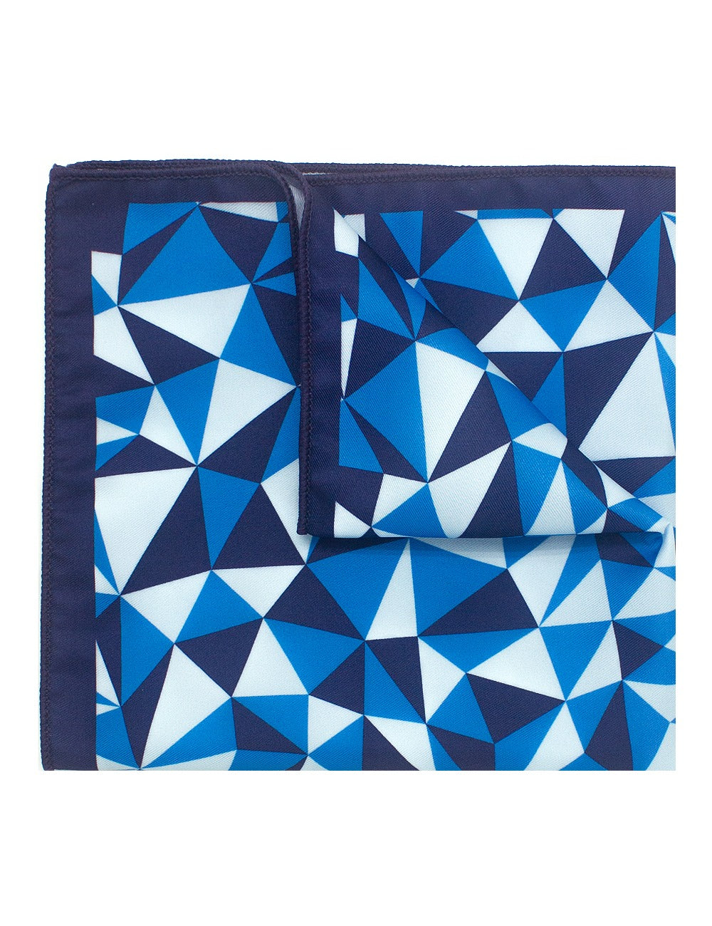 Navy Geometric Print Woven Pocket Square
