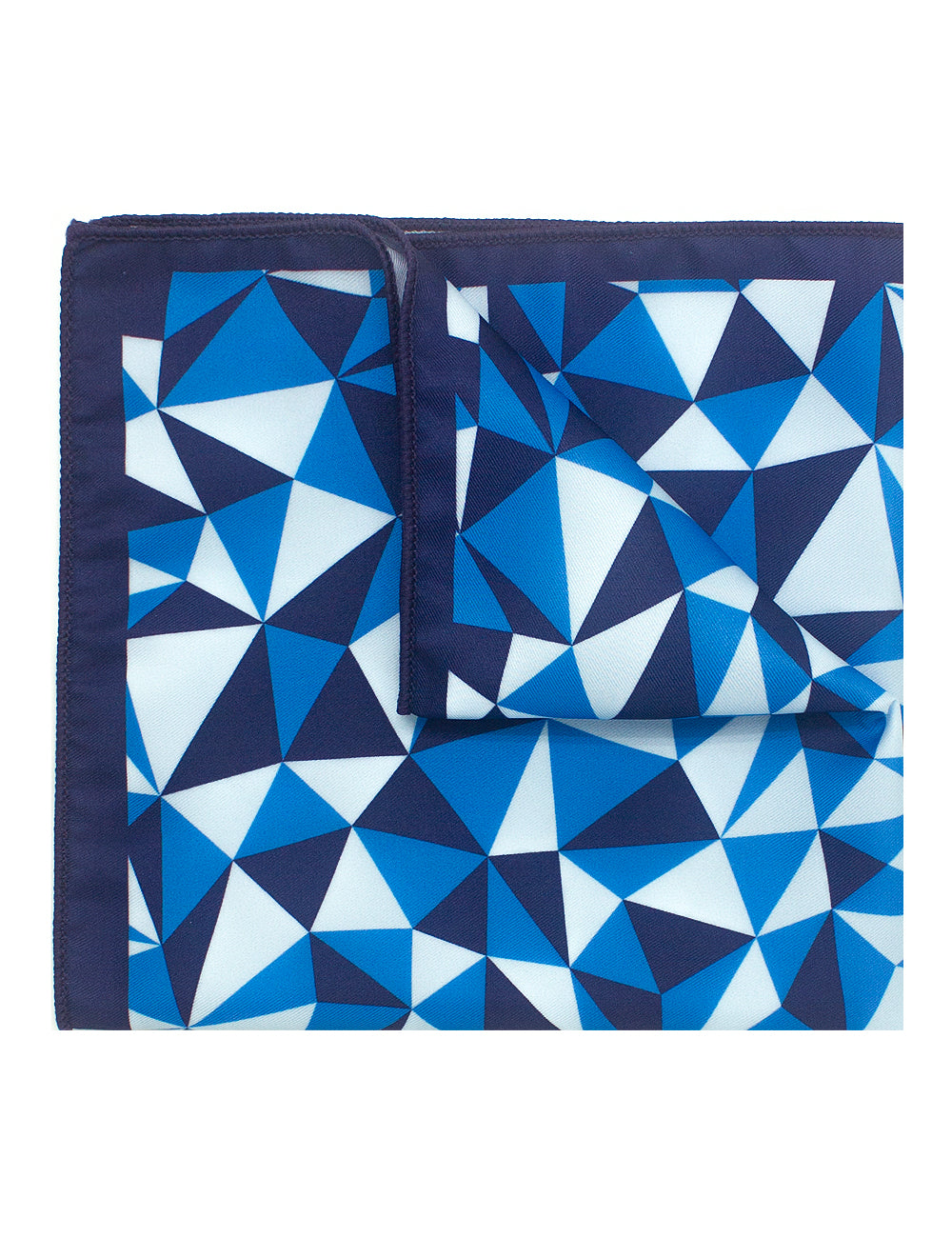 Navy Blue Geometric Print Woven Pocket Square