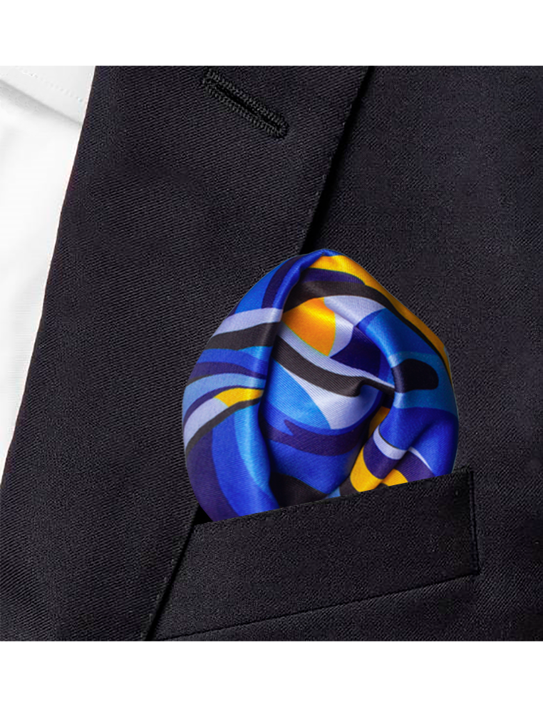 Navy Blue Print Pocket Square