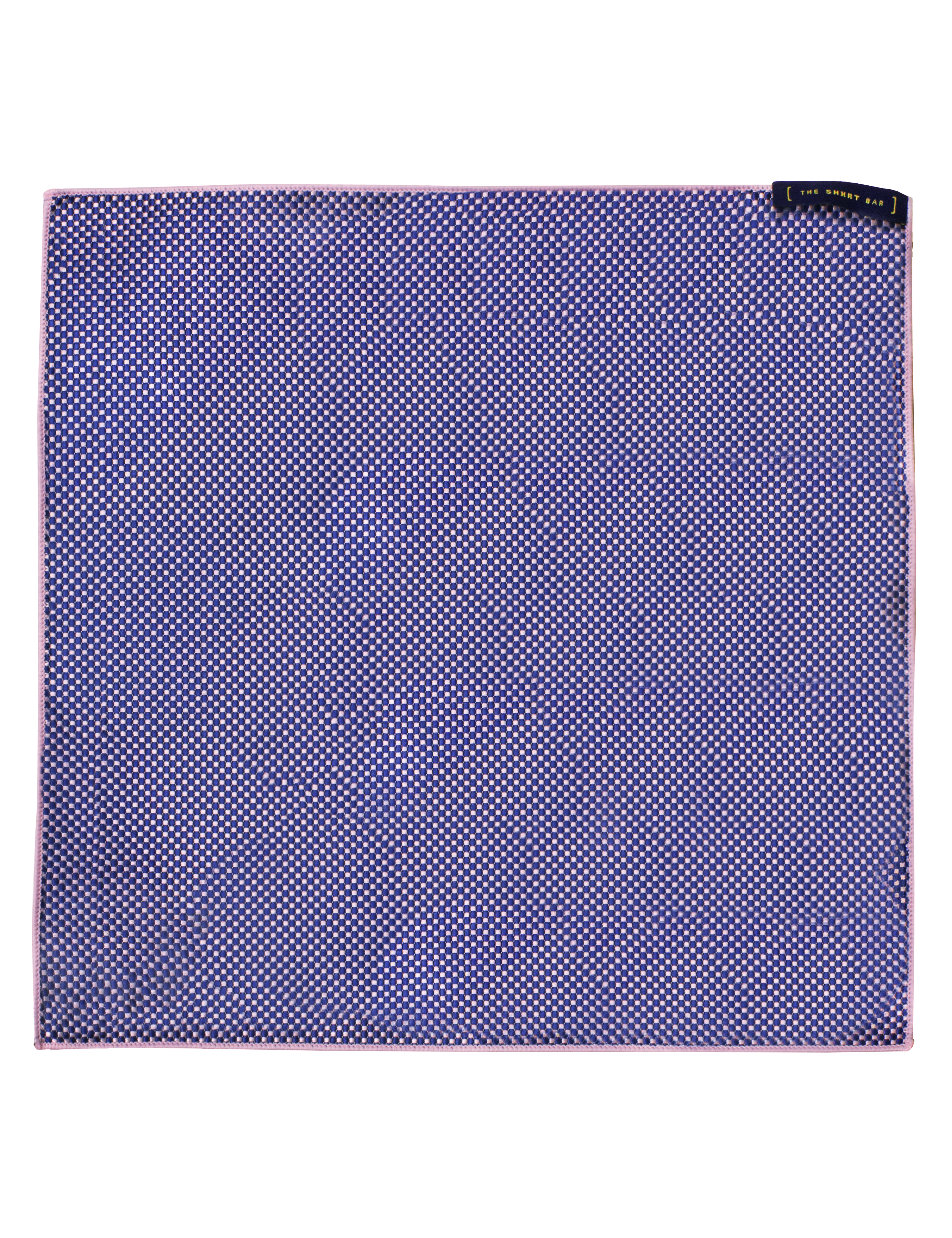Pink and Navy Blue Checks Pattern Woven Pocket Square