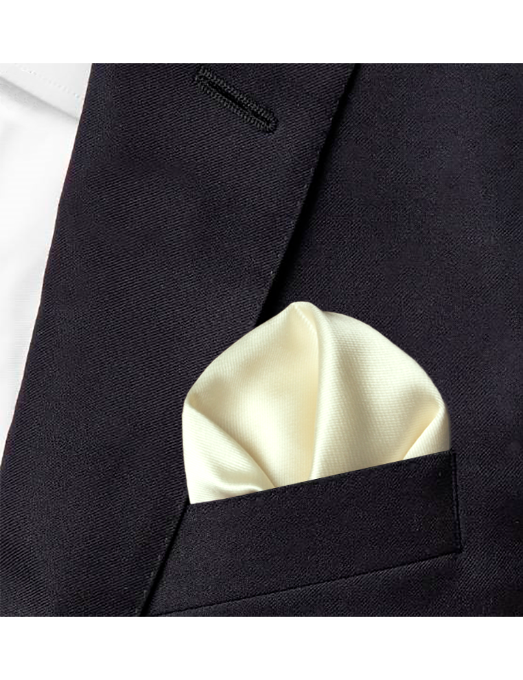 Solid Ivory White Woven Pocket Square