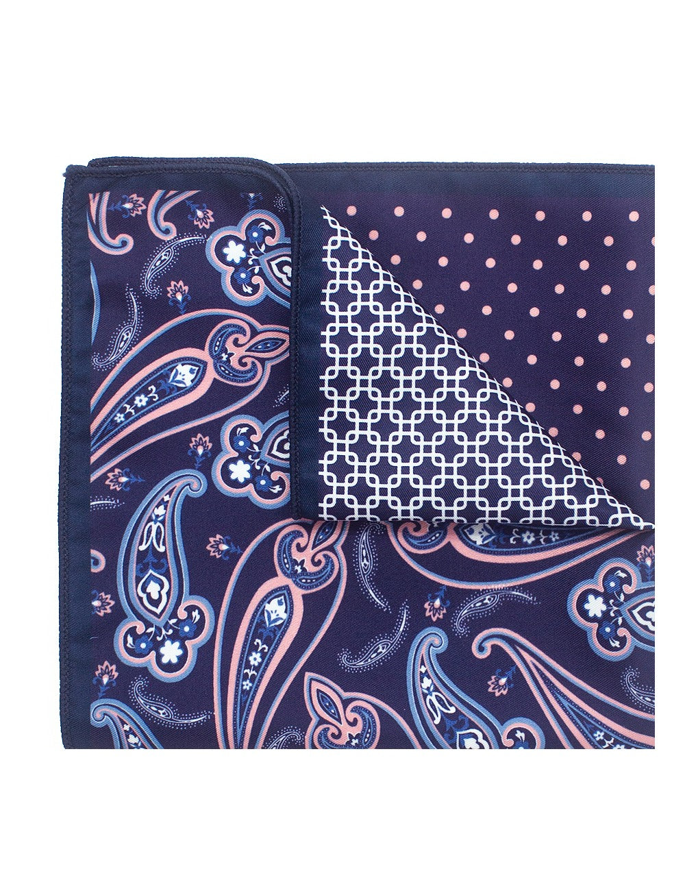 Navy and Pink Print Multi-Design Woven Pocket Square