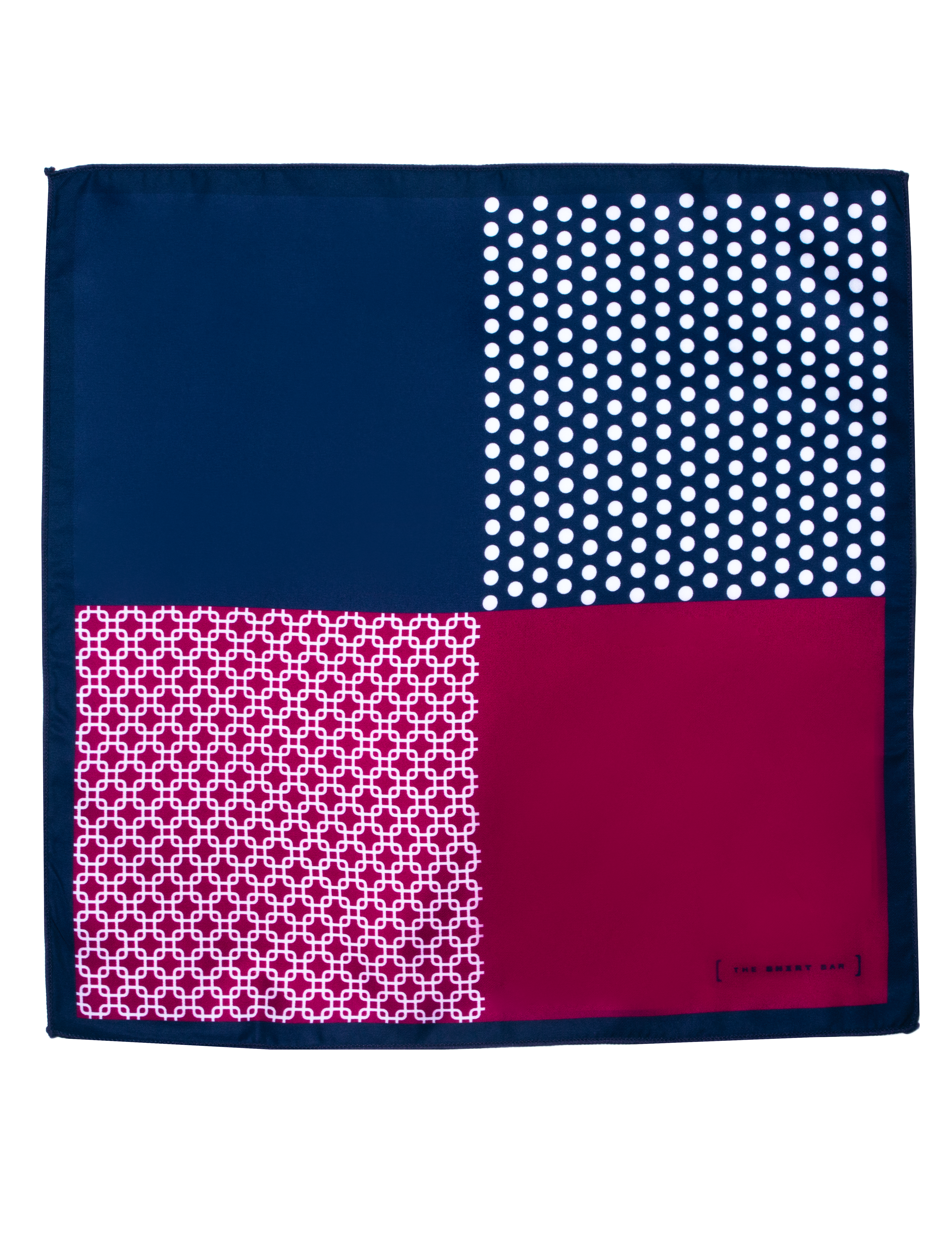 4-in-1 Navy Blue and Red Print Woven Pocket Square