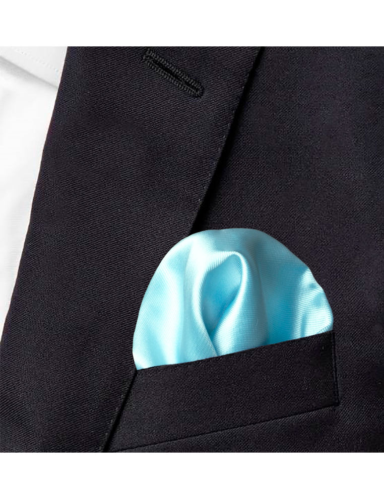 Solid Canal Blue Woven Pocket Square