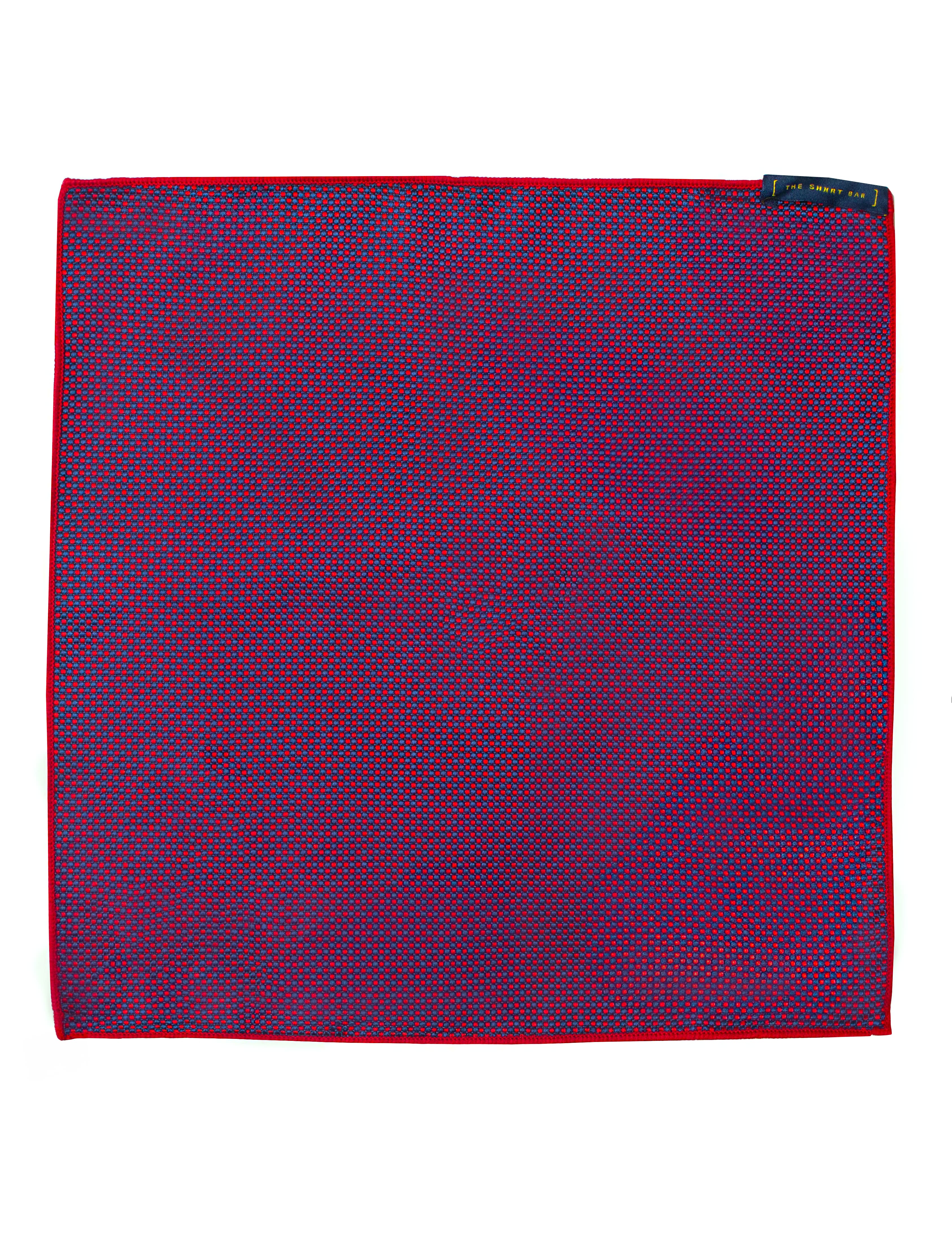 Red and Navy Blue Pattern Woven Pocket Square