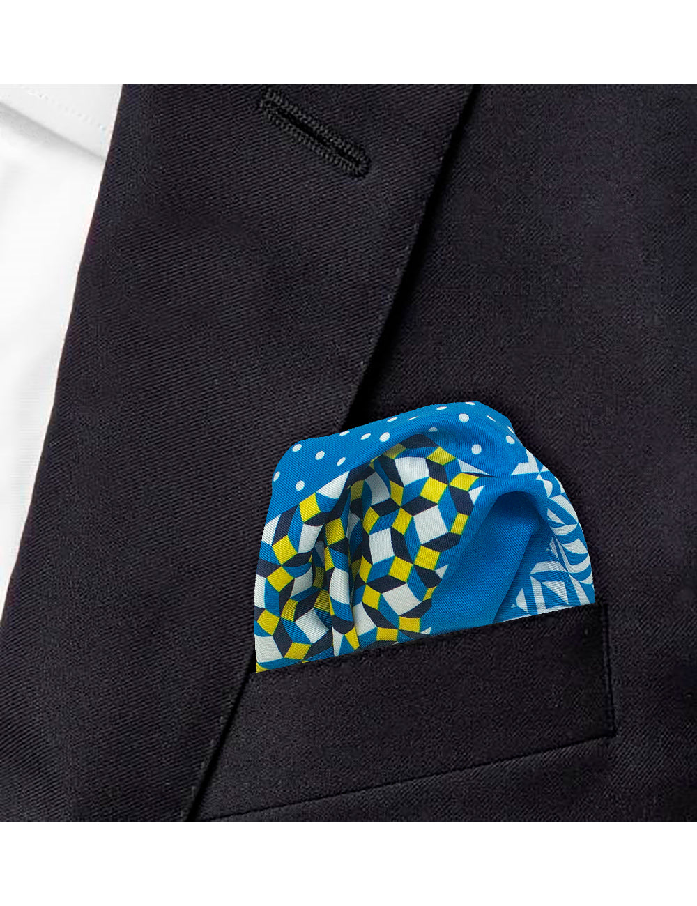 4-in-1 Sky Blue Print Woven Pocket Square
