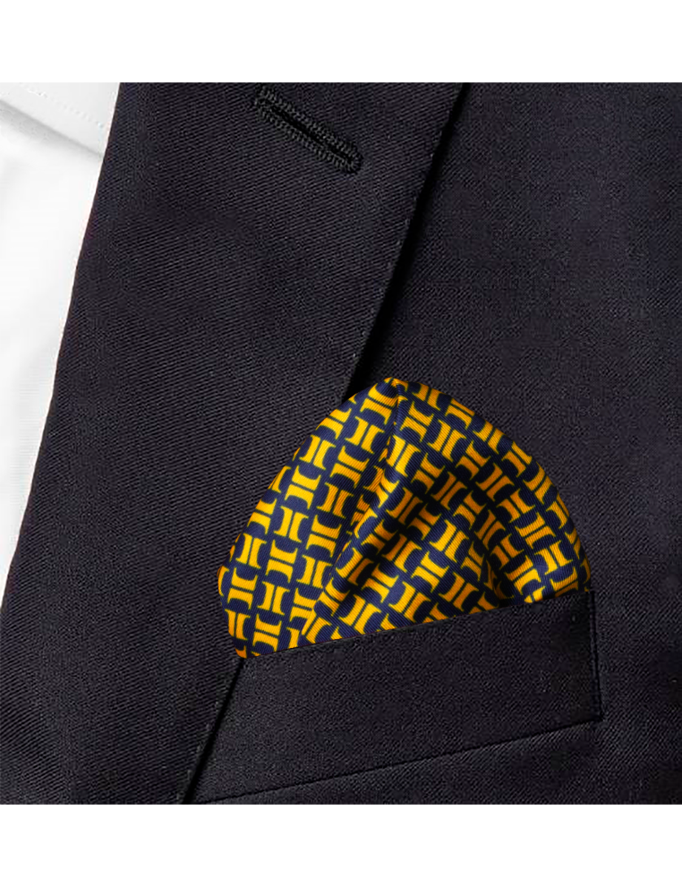Navy Blue THE SHIRT BAR Logo Print Pocket Square