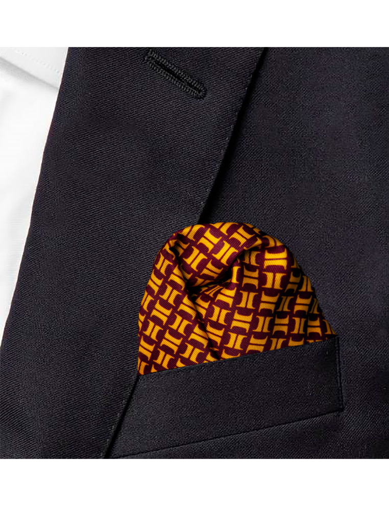 Maroon THE SHIRT BAR Logo Print Pocket Square