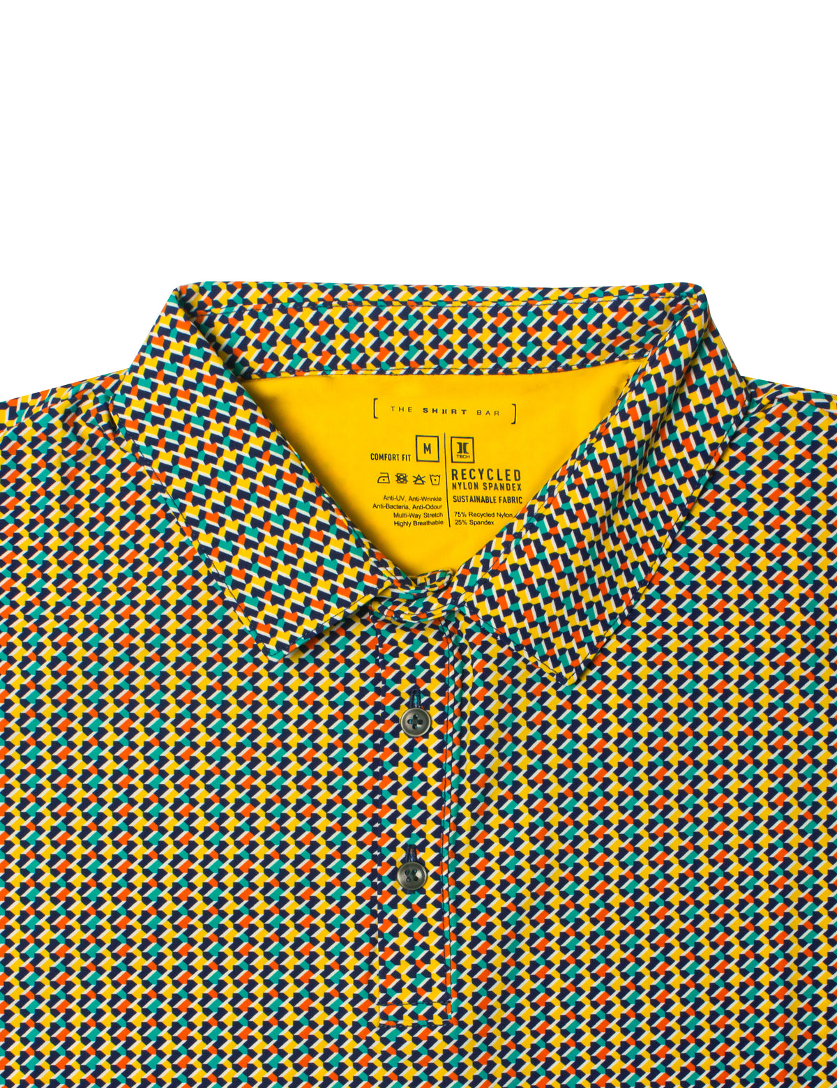 Active Polo — Print in Spectra Yellow / Navy Blue #Color_Spectra Yellow / Navy Blue