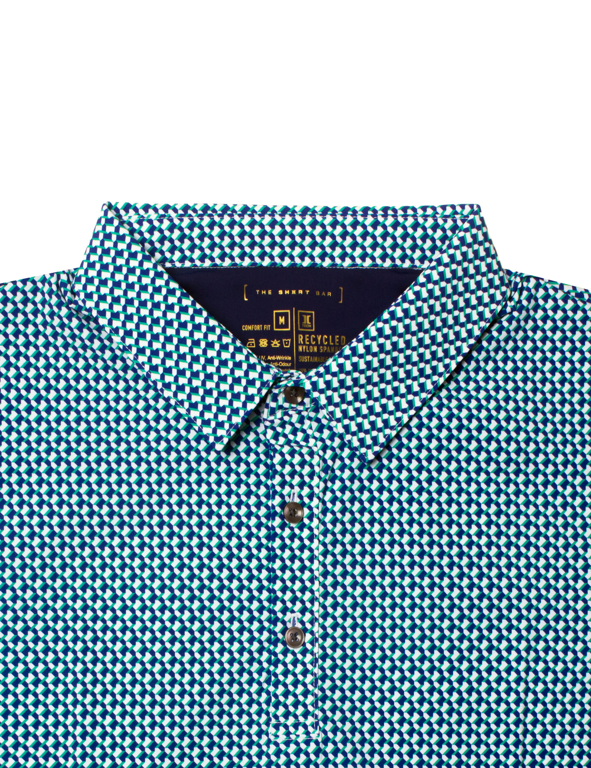 Active Polo — Print in White / Navy Blue #Color_White / Navy Blue