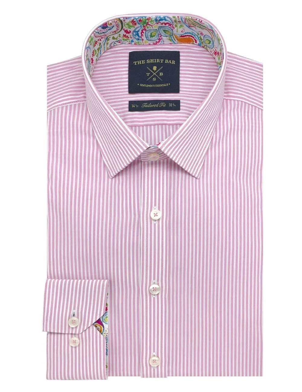 Pink And White Stripes Slim Fit Long Sleeve Shirt — The Shirt Bar