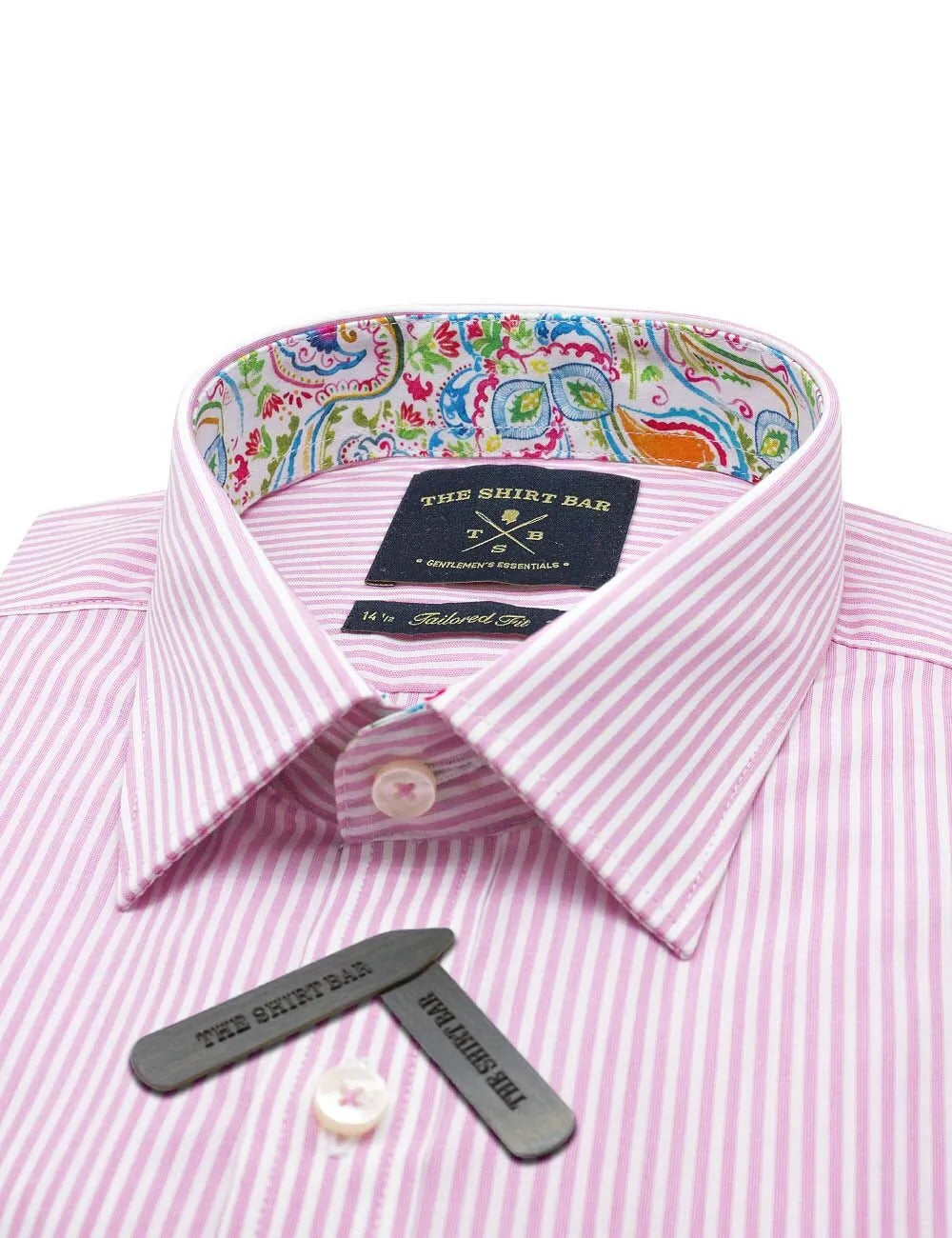 Pink And White Stripes Slim Fit Long Sleeve Shirt