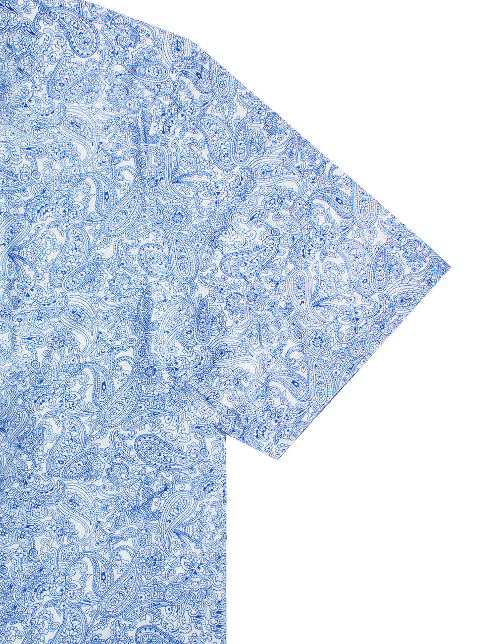 Blue Paisley Print Mandarin Collar Short Sleeve Relaxed Fit Shirt — The Shirt Bar