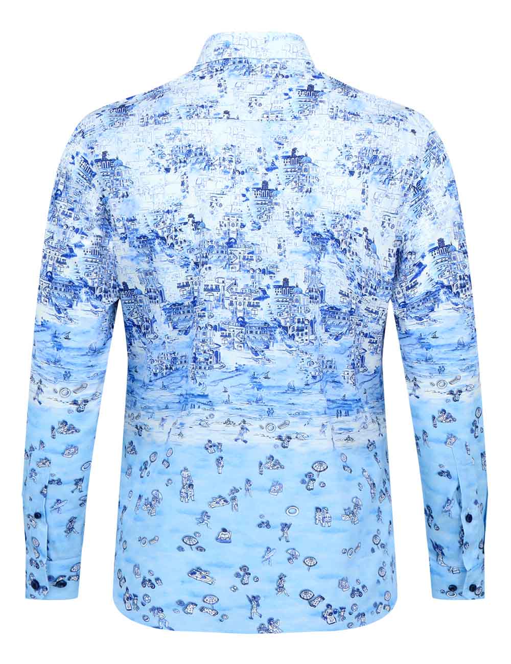 Blue Holiday Print Italian Fabric Silky Finish Relaxed Fit Shirt