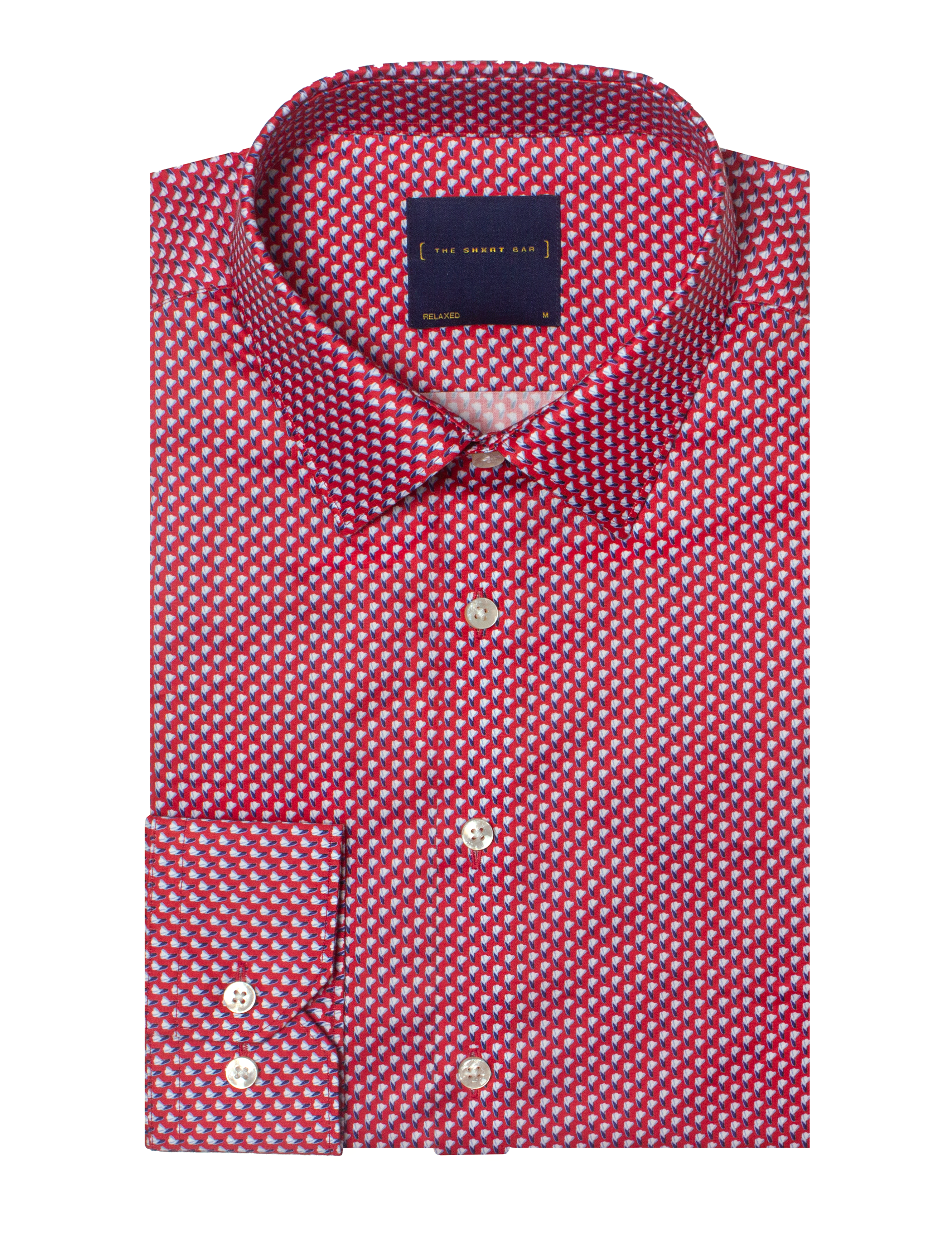Red Modern Floral Print With Silky Finish Relaxed Fit Shirt — The Shirt Bar