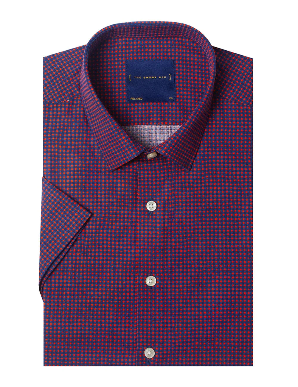 Red and Blue Checks Print Italian Fabric Silky Finish Relaxed Fit Short Sleeve Shirt — The Shirt Bar