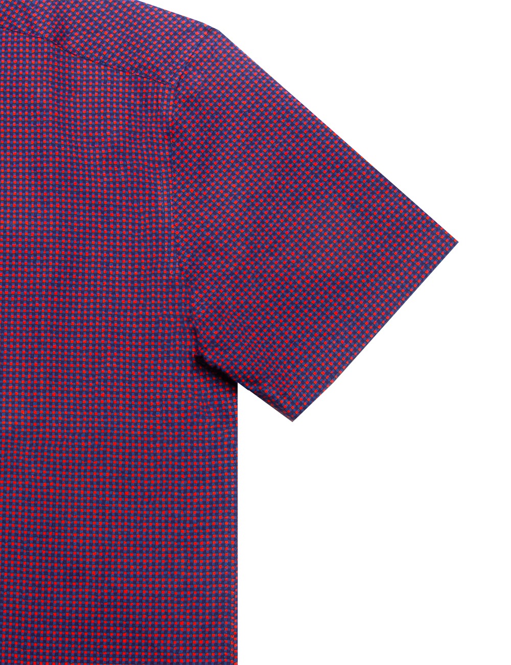 Red and Blue Checks Print Italian Fabric Silky Finish Relaxed Fit Short Sleeve Shirt