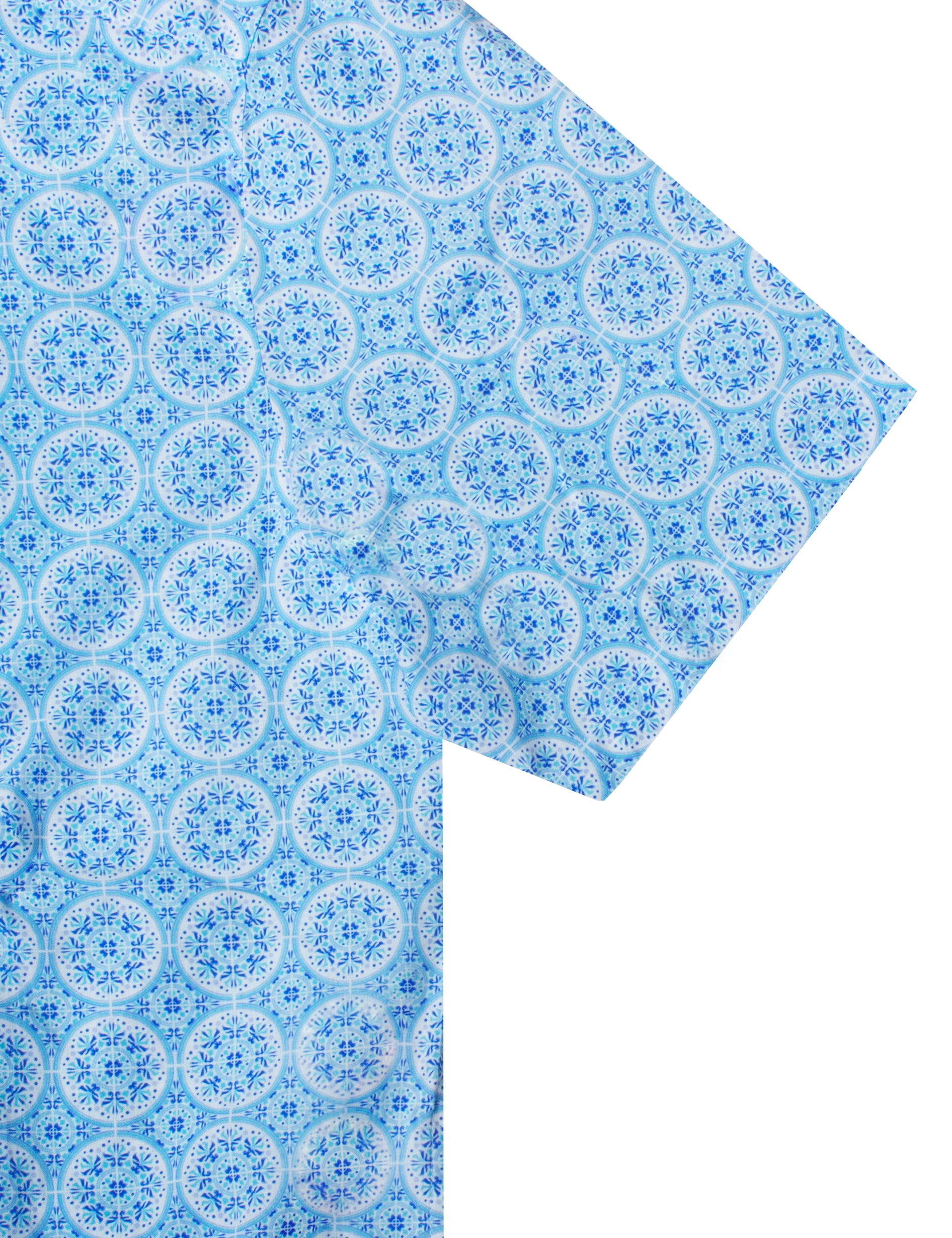 Blue Peranakan Print Relaxed Fit Short Sleeve Shirt