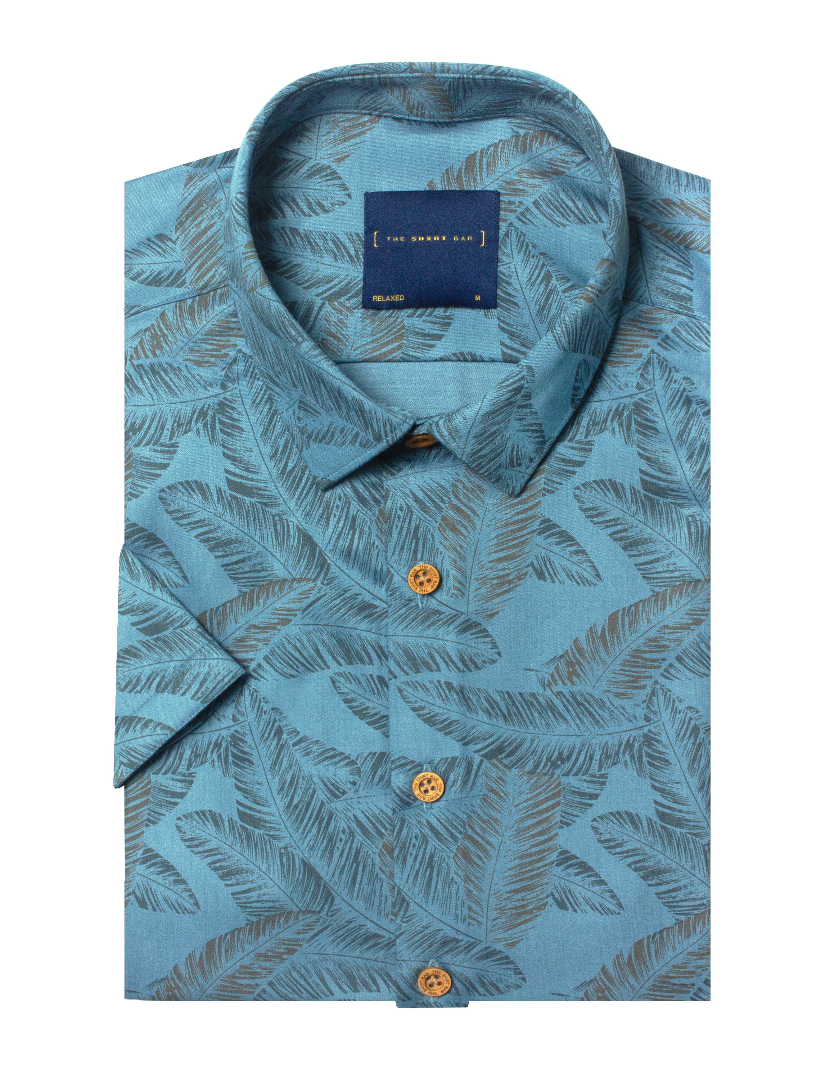 Grey Feather Print Eco-ol Bamboo Short Sleeve Relaxed Fit Shirt — The Shirt Bar