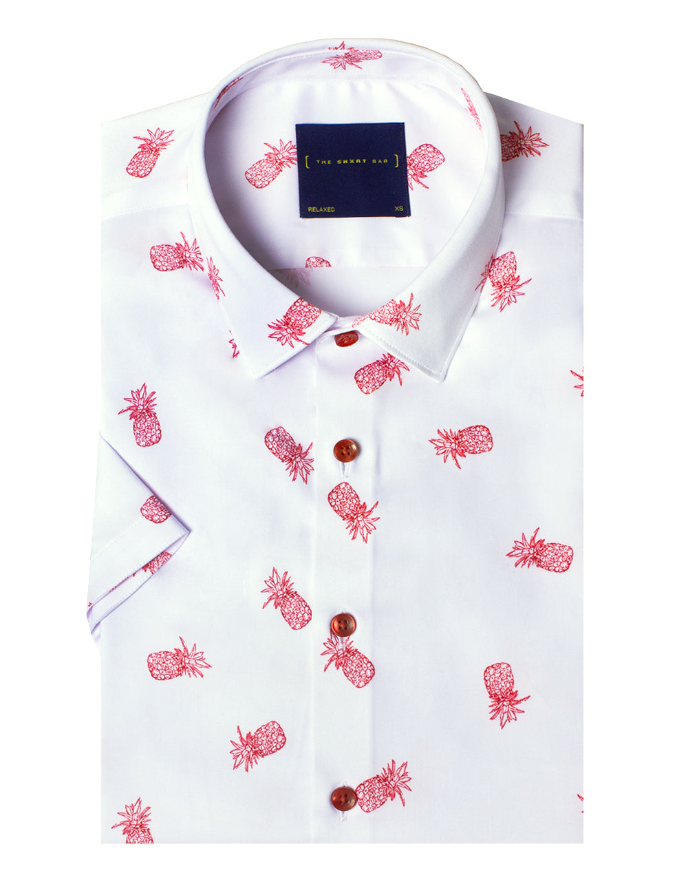 Colourful Pineapple Print Eco-ol Bamboo Short Sleeve Relaxed Fit Shirt