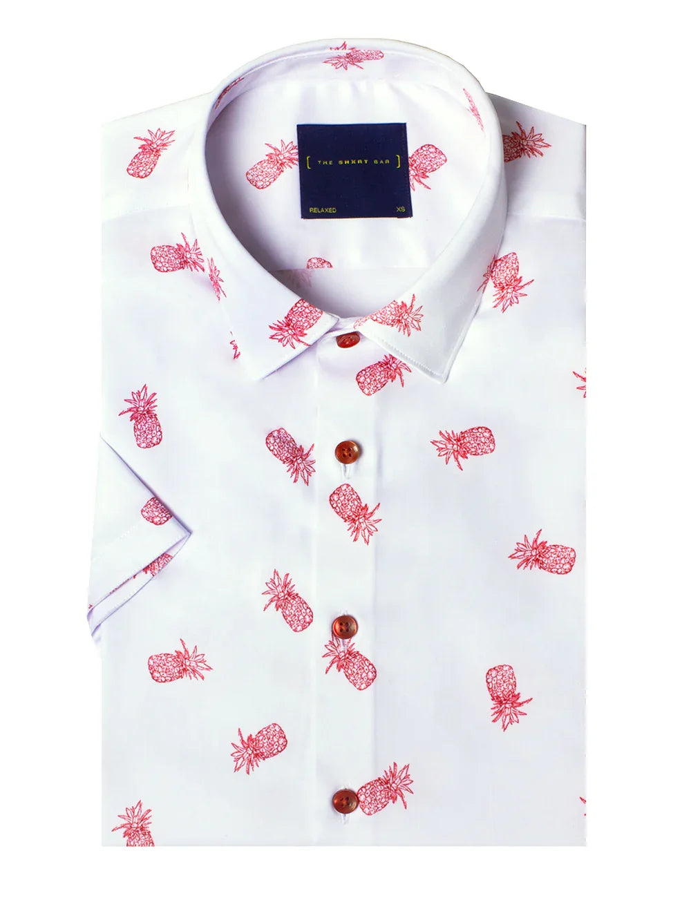 Colourful Pineapple Print Eco-ol Bamboo Short Sleeve Relaxed Fit Shirt — The Shirt Bar